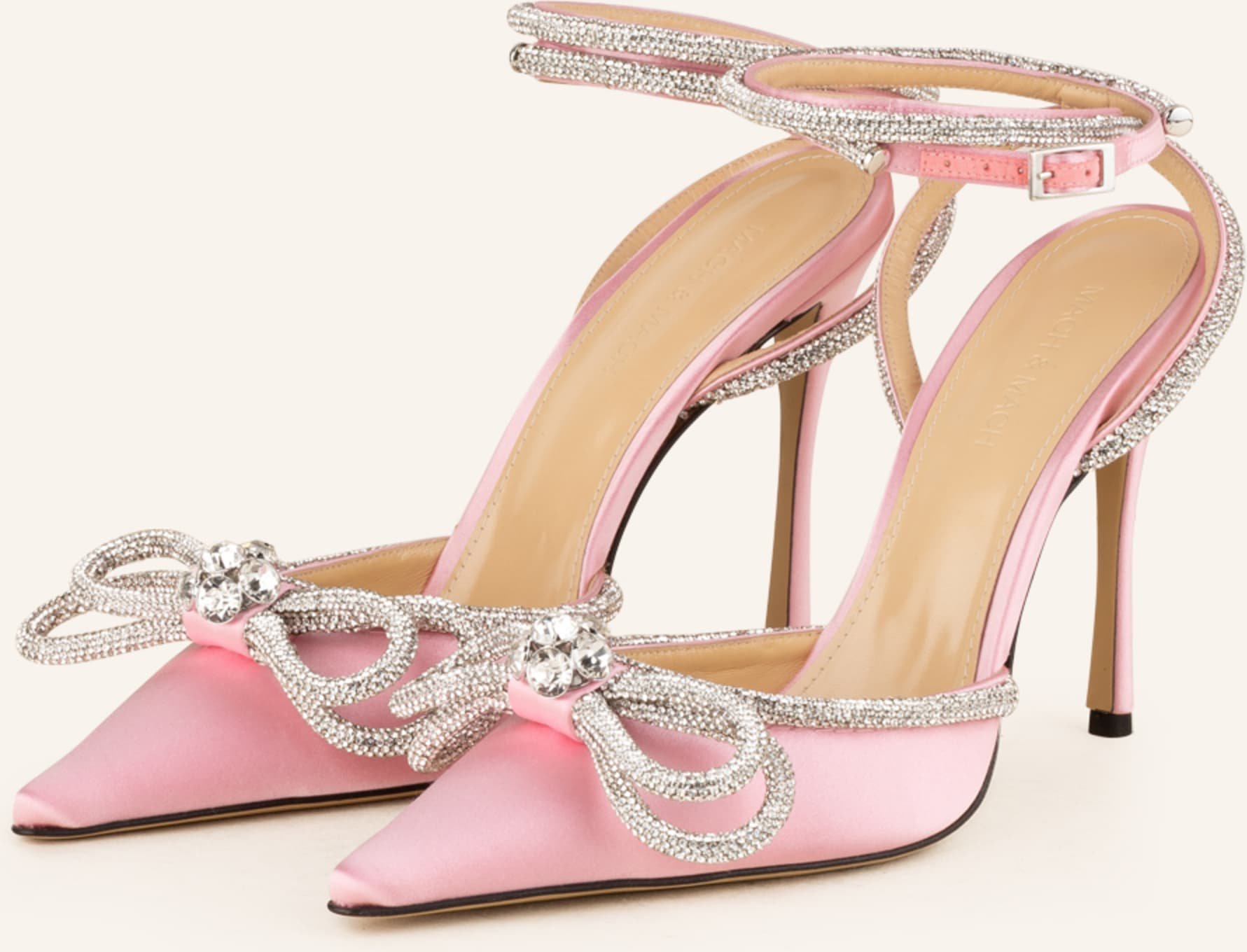 Thumbnail - Mach & Mach Sandaletten Double Bow Mit Schmucksteinen pink