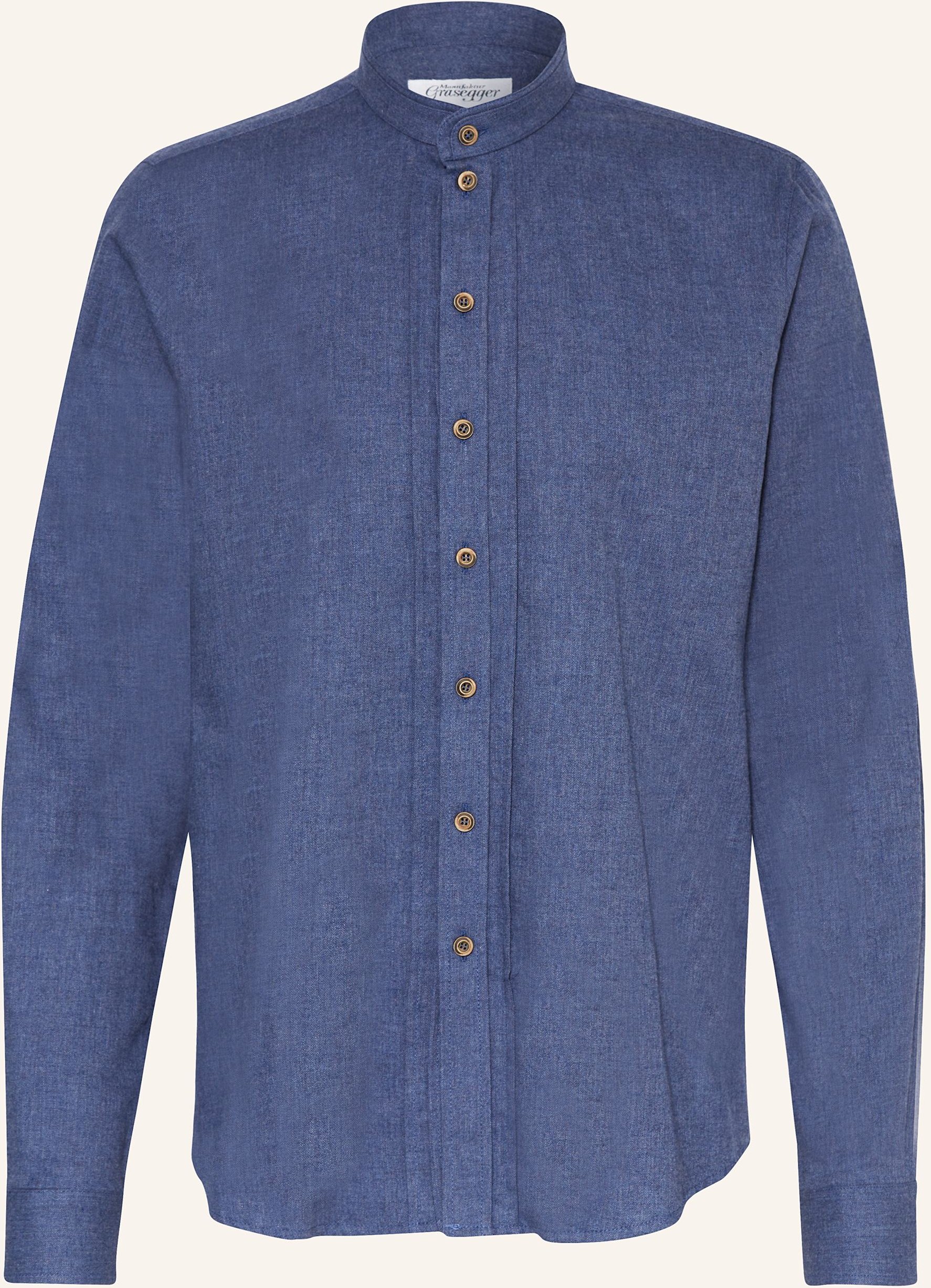 Grasegger Trachtenhemd Kissing Extra Slim Fit Mit Stehkragen blau