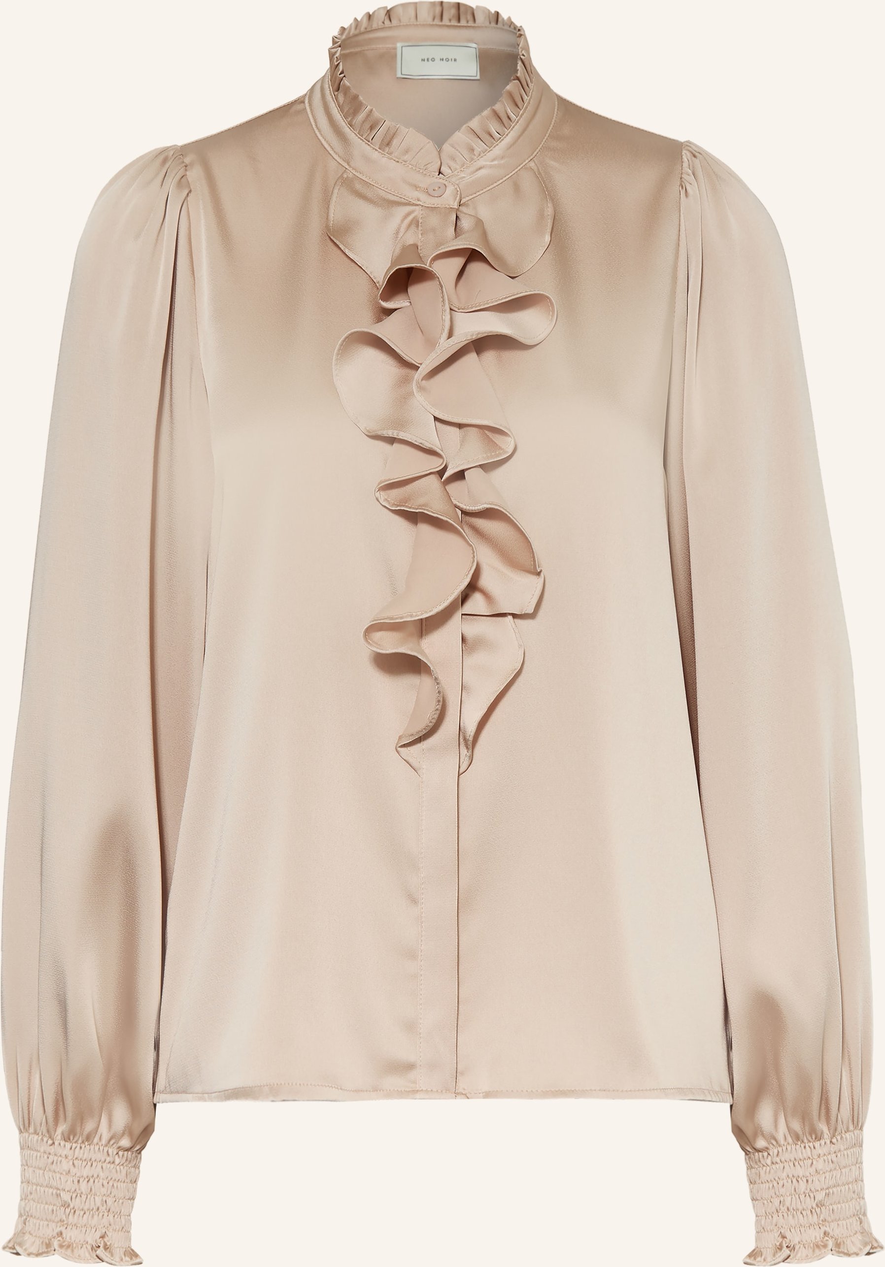 Neo Noir Satinbluse Zamola Mit Volants beige