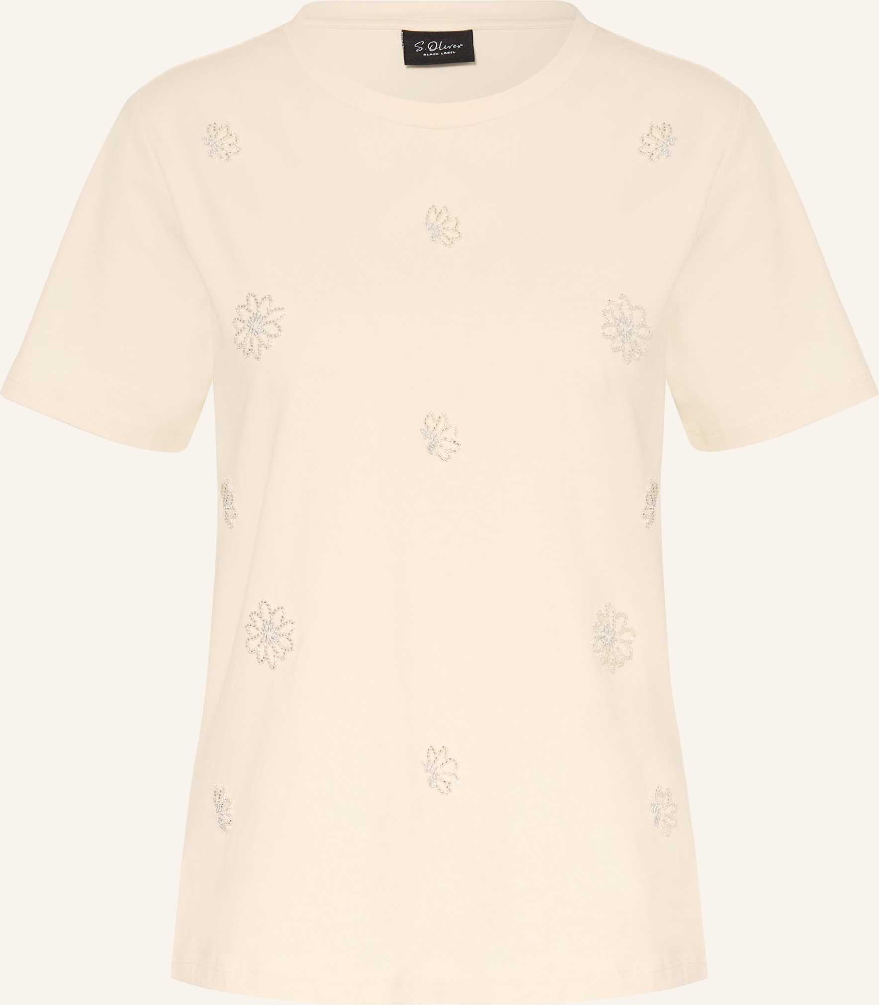 S.Oliver Black Label T-Shirt Mit Schmucksteinen weiss