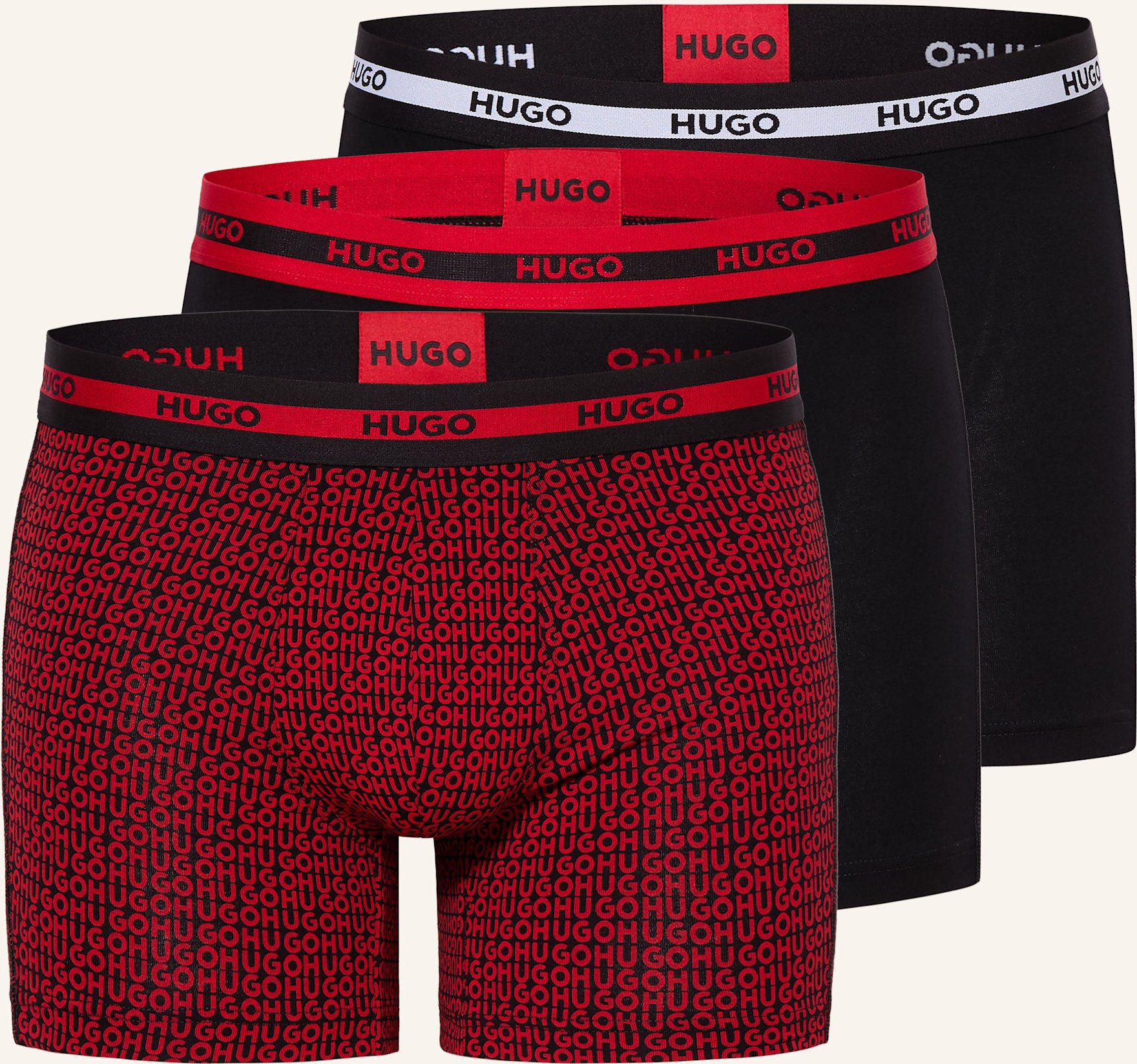 Hugo 3er-Pack Boxershorts Planet Des rot