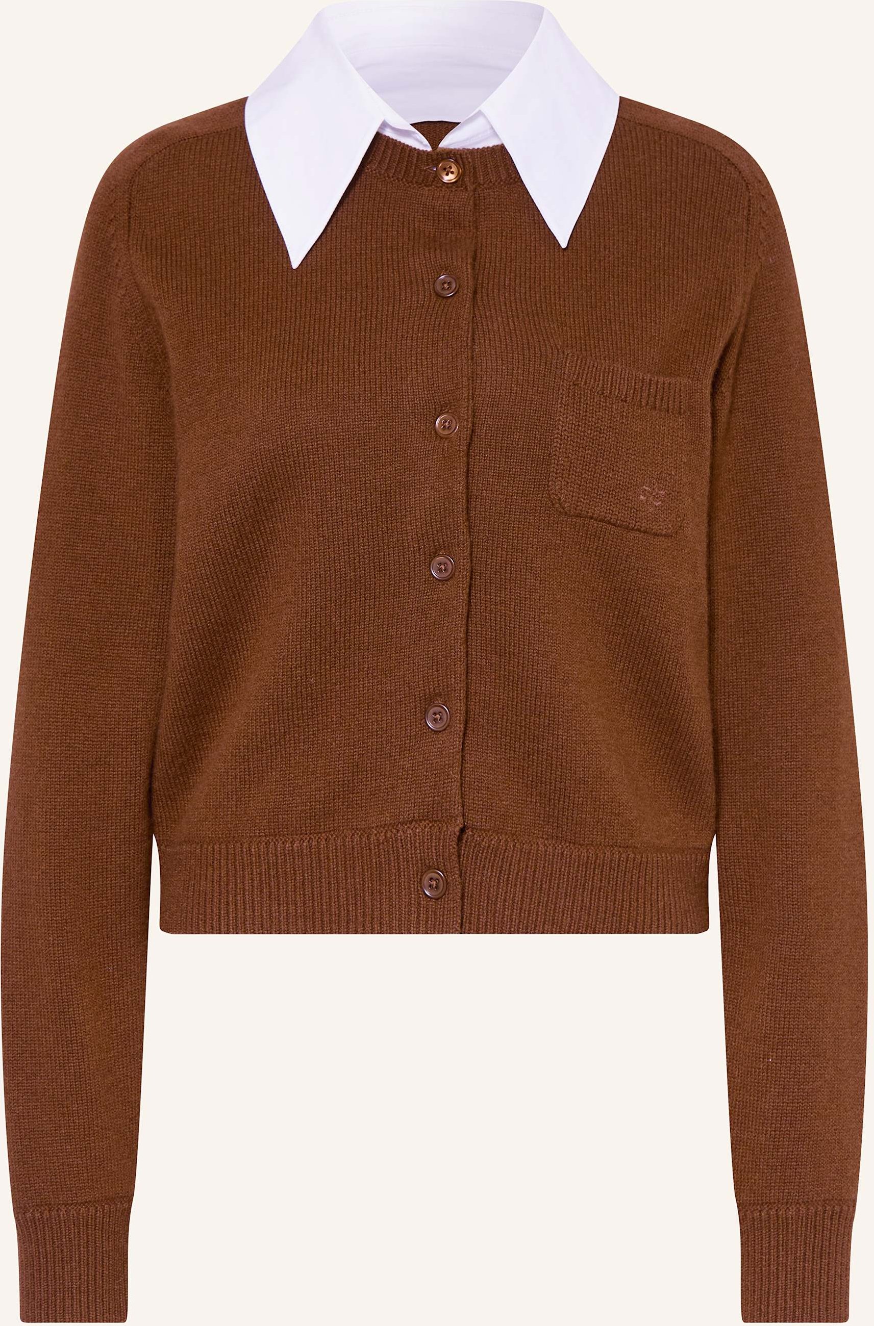 Dorothee Schumacher Strickjacke Elegant Statements Mit Cashmere Und Abnehmbarem Kragen braun