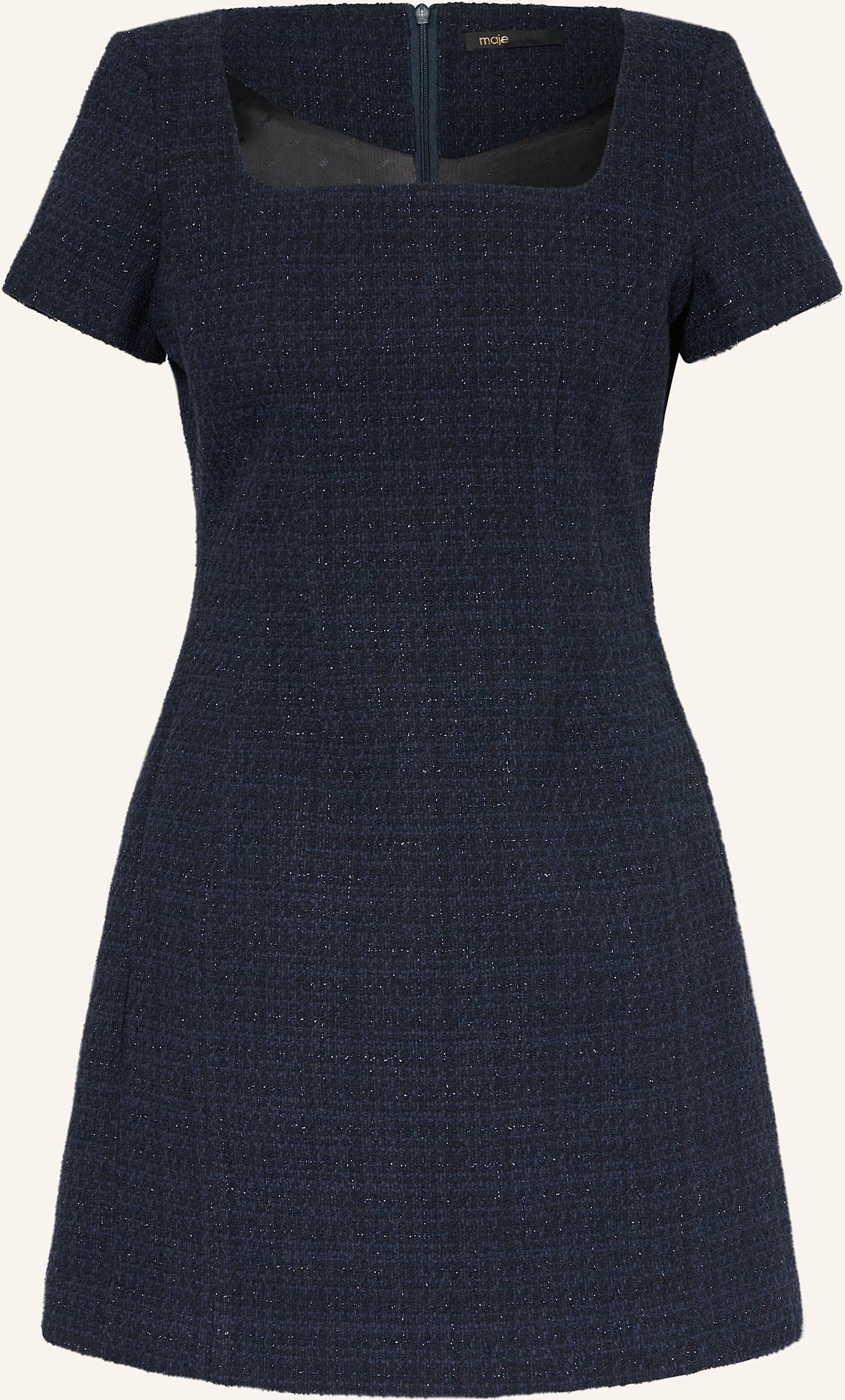 Thumbnail - Maje Bouclé-Kleid Mit Glitzergarn blau