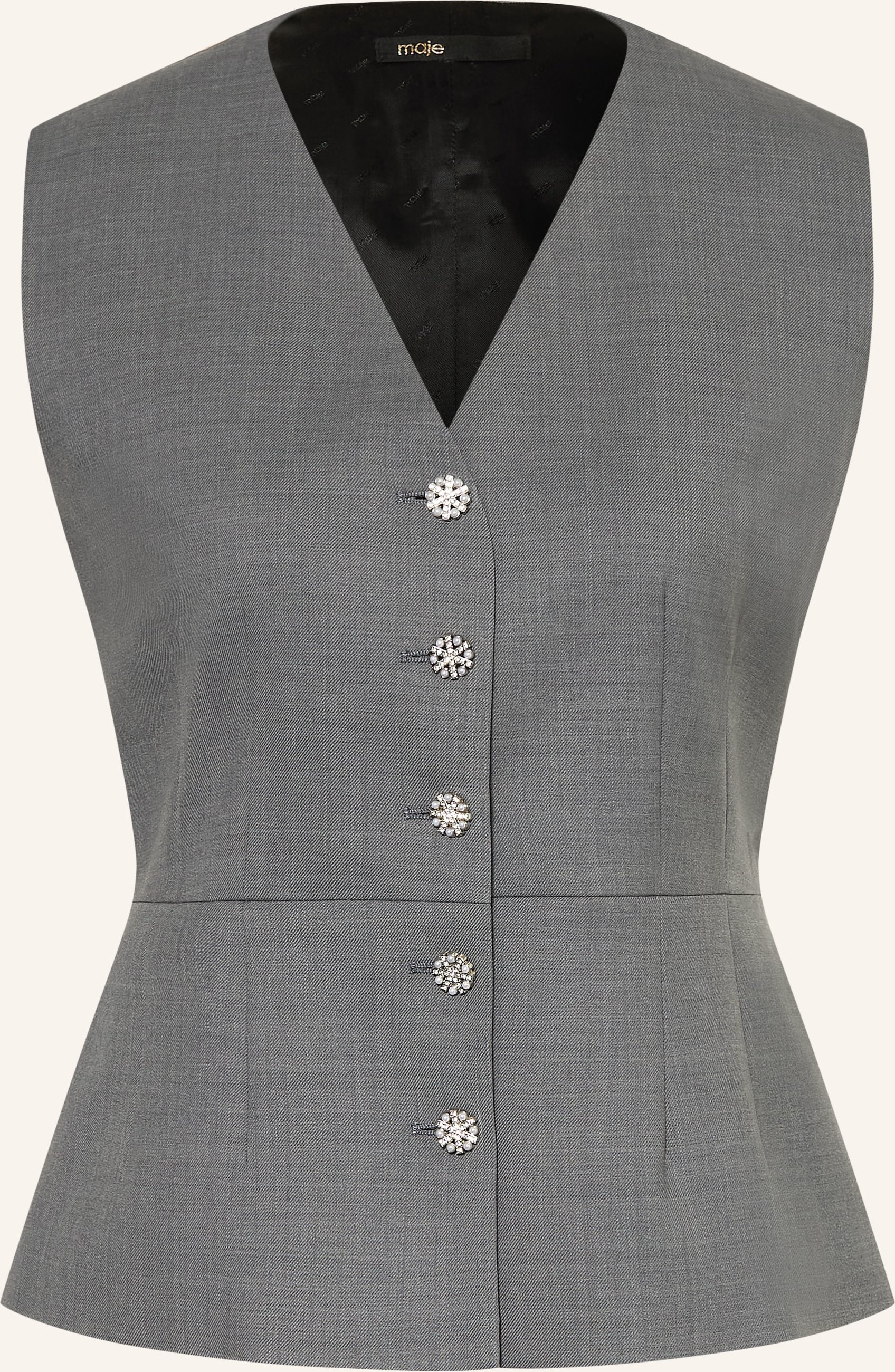 Maje Blazerweste Mit Schmucksteinen grau