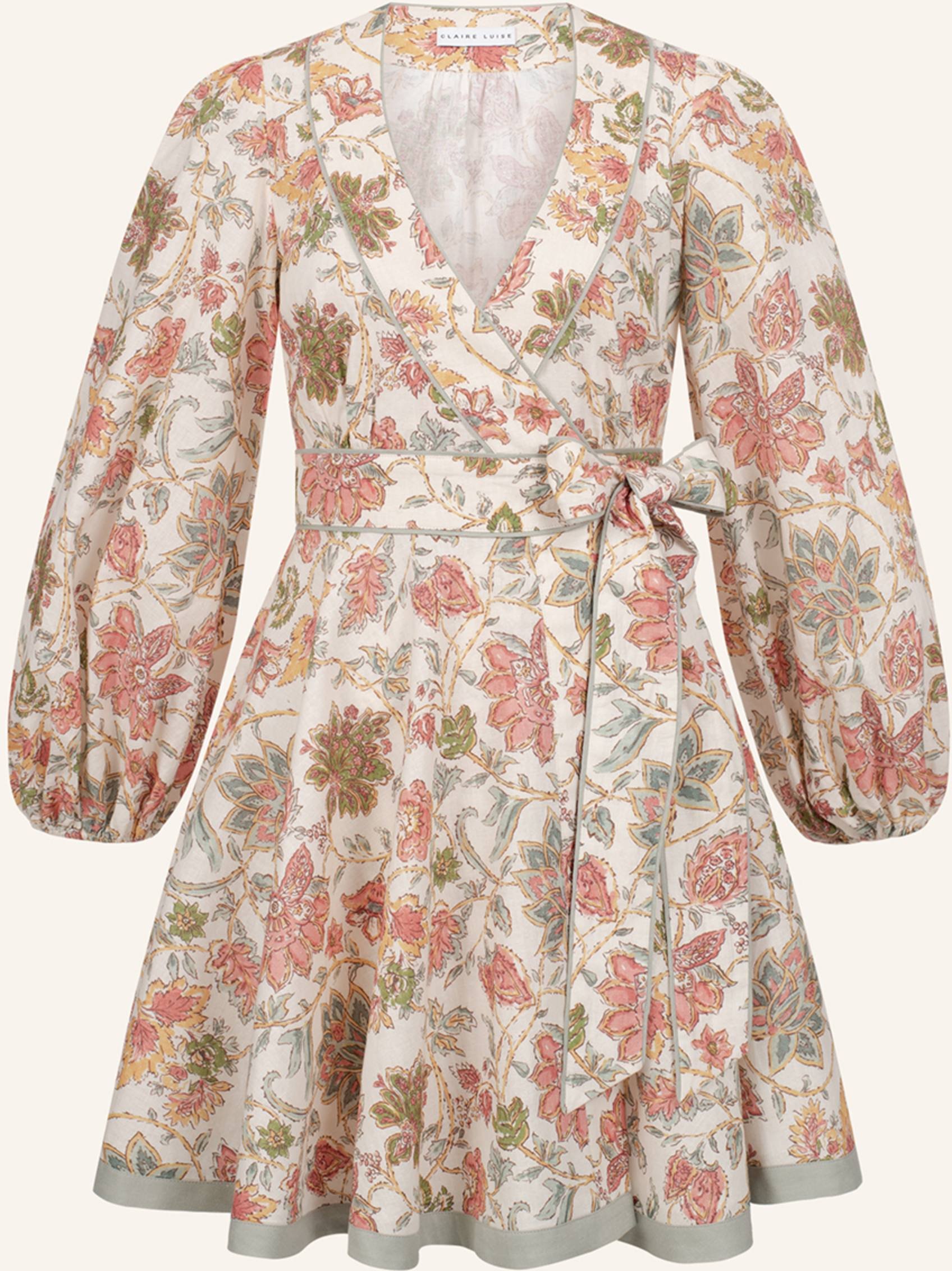 Claire Luise Florales Kleid Mit Schleife beige