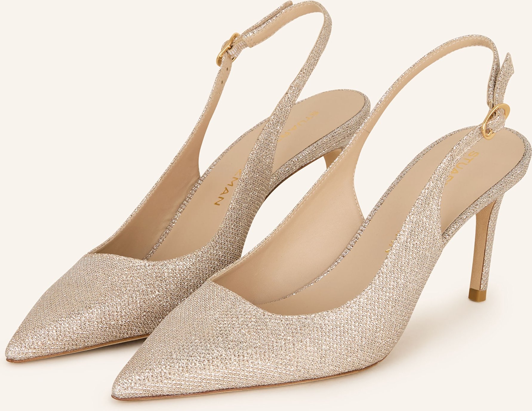 Stuart Weitzman Slingpumps Stuart Power Mit Schmucksteinbesatz silber