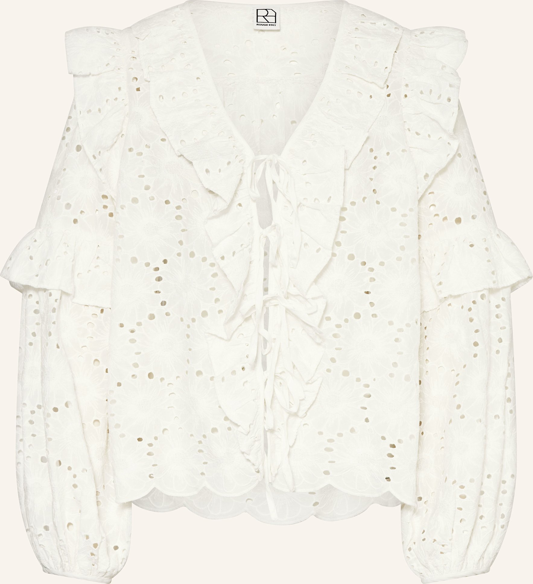 Thumbnail - Rouge Vila Bluse Aus Lochspitze weiss