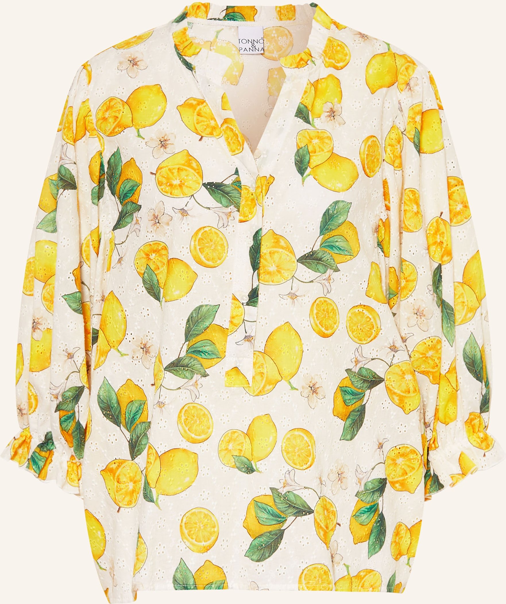 Tonno & Panna Blusenshirt Aus Lochspitze gelb