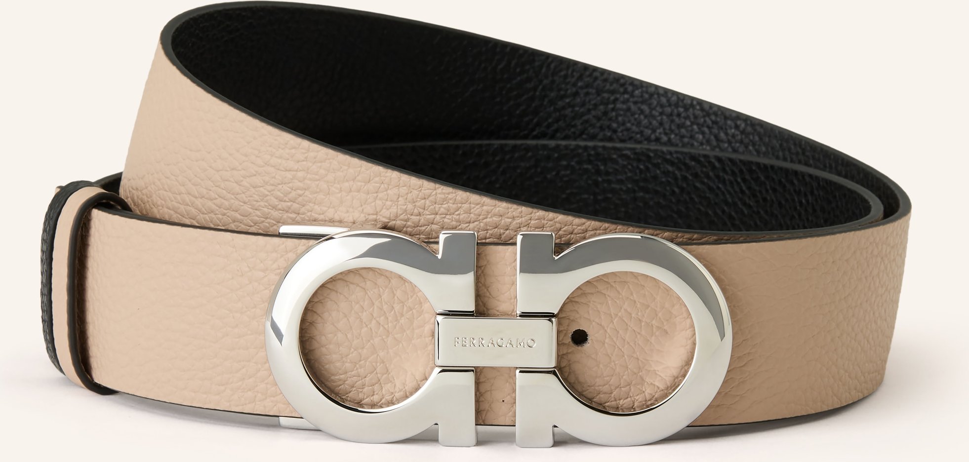 Ferragamo Ledergürtel Zum Wenden beige
