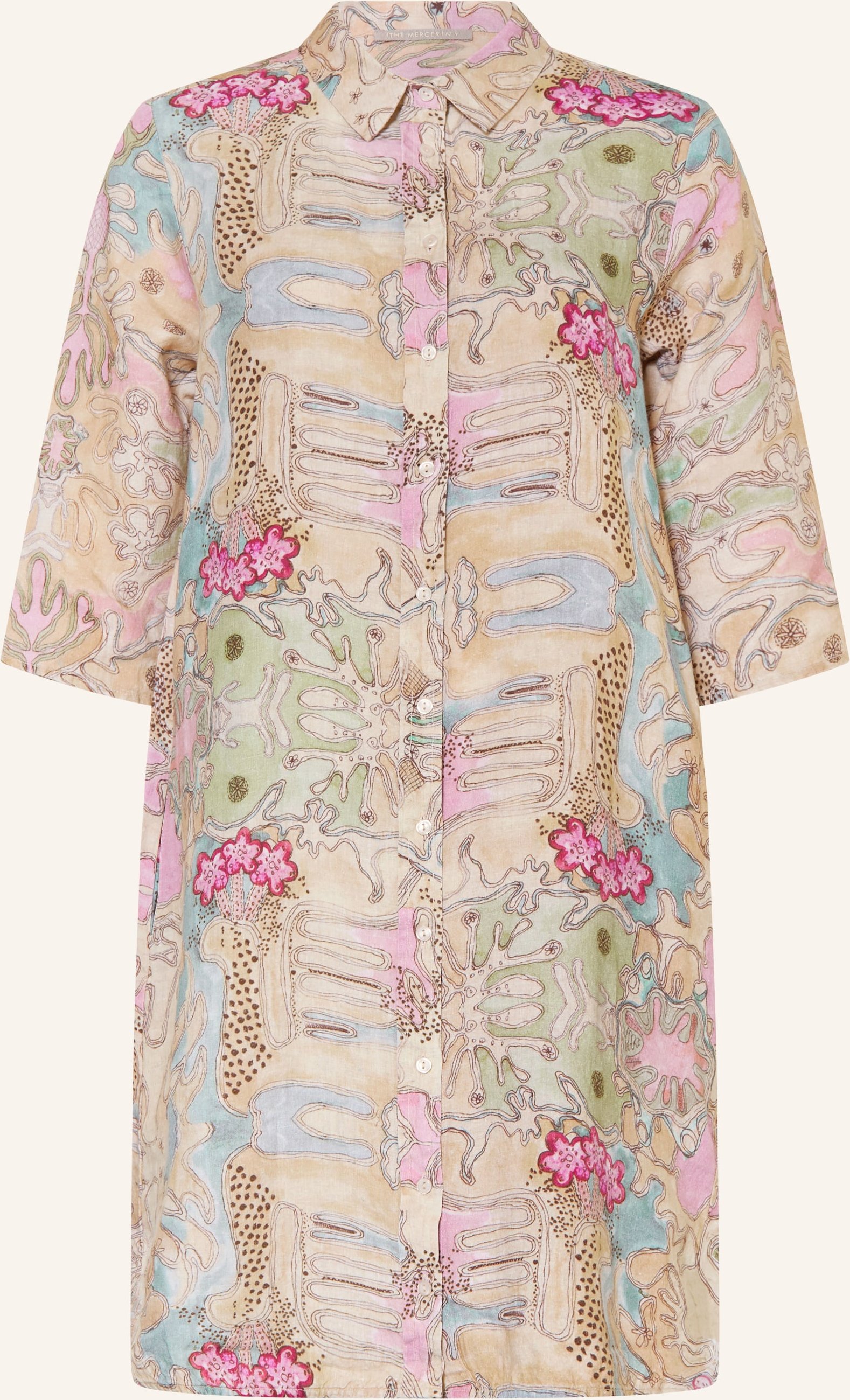 (The Mercer) N.Y. Hemdblusenkleid Aus Leinen Mit 3/4-Arm gelb