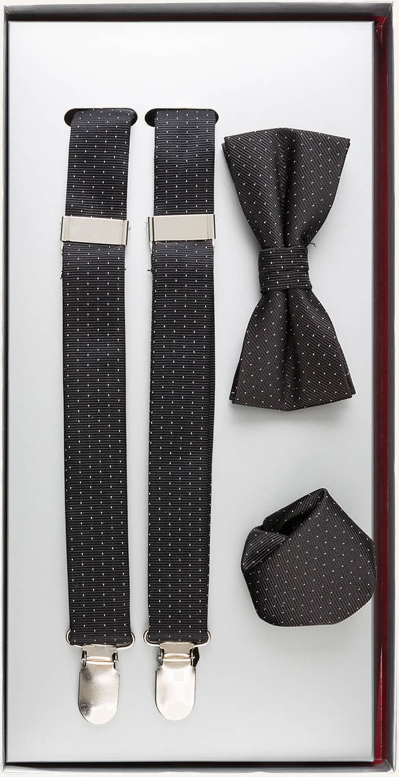 Paul Set: Hosenträger, Schleife Und Einstecktuch schwarz