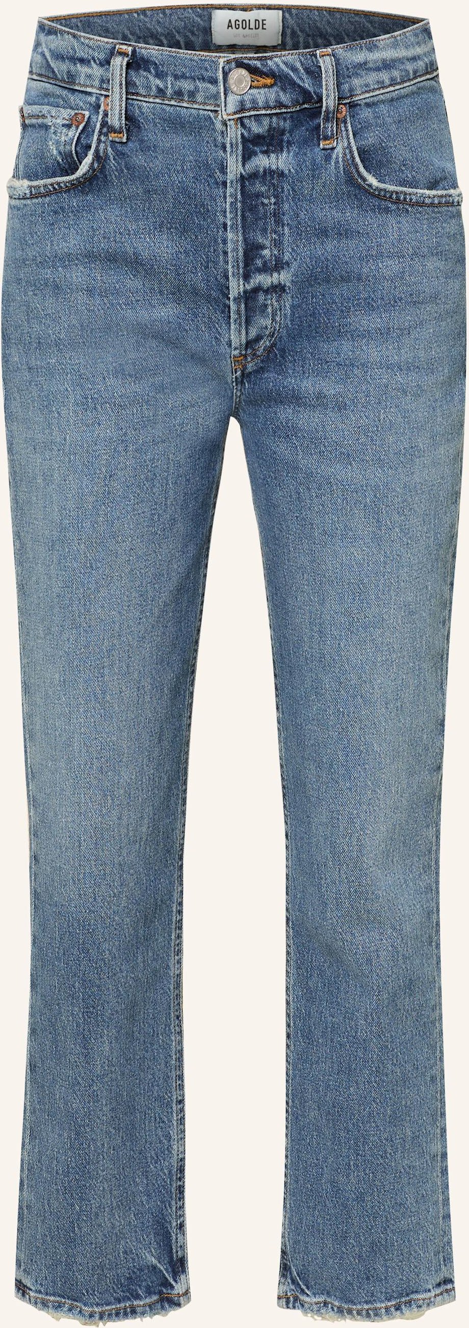 Agolde Straight Jeans Riley Crop blau
