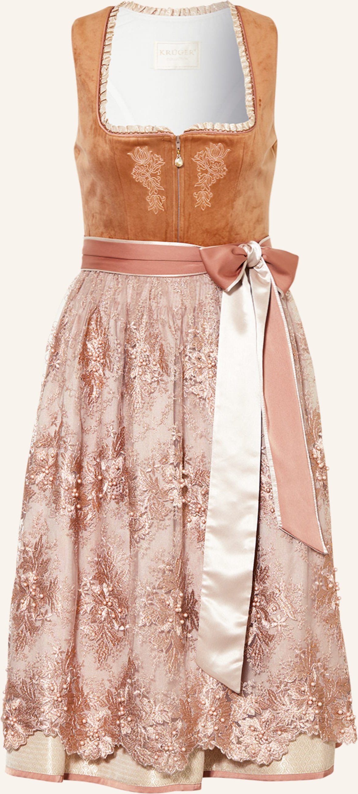 Krüger Dirndl Otilie Mit Glitzergarn Und Schmuckperlen gelb