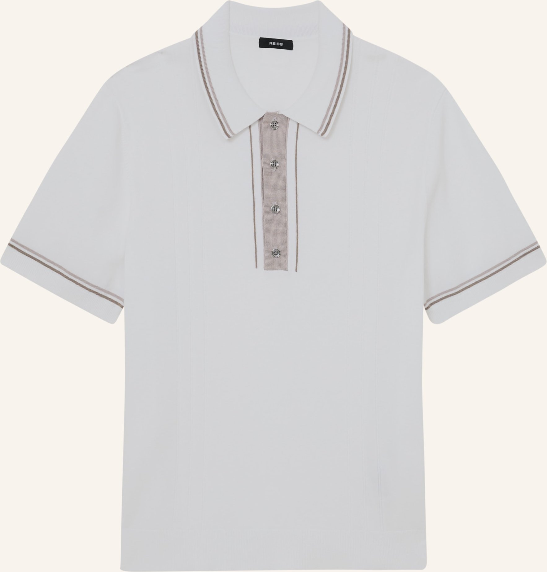 Reiss Strick-Poloshirt Rothwell weiss