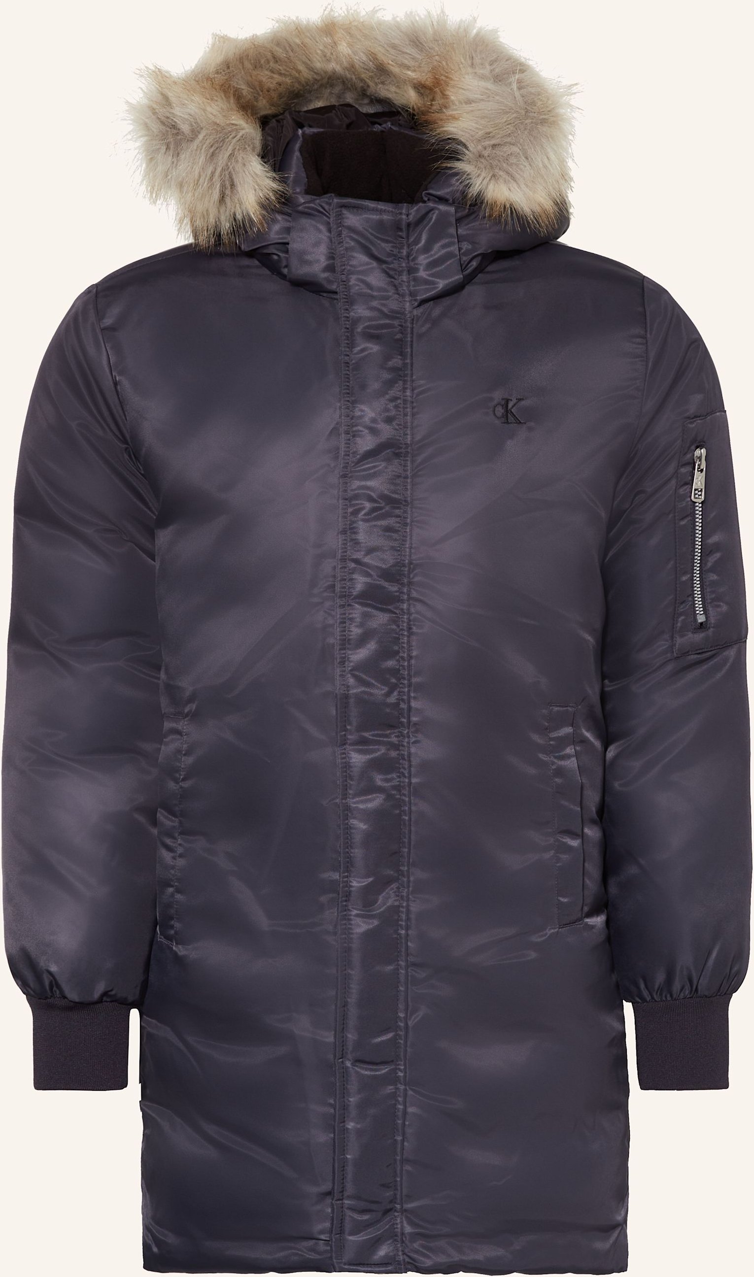 Calvin Klein Parka Mit Kunstfell blau