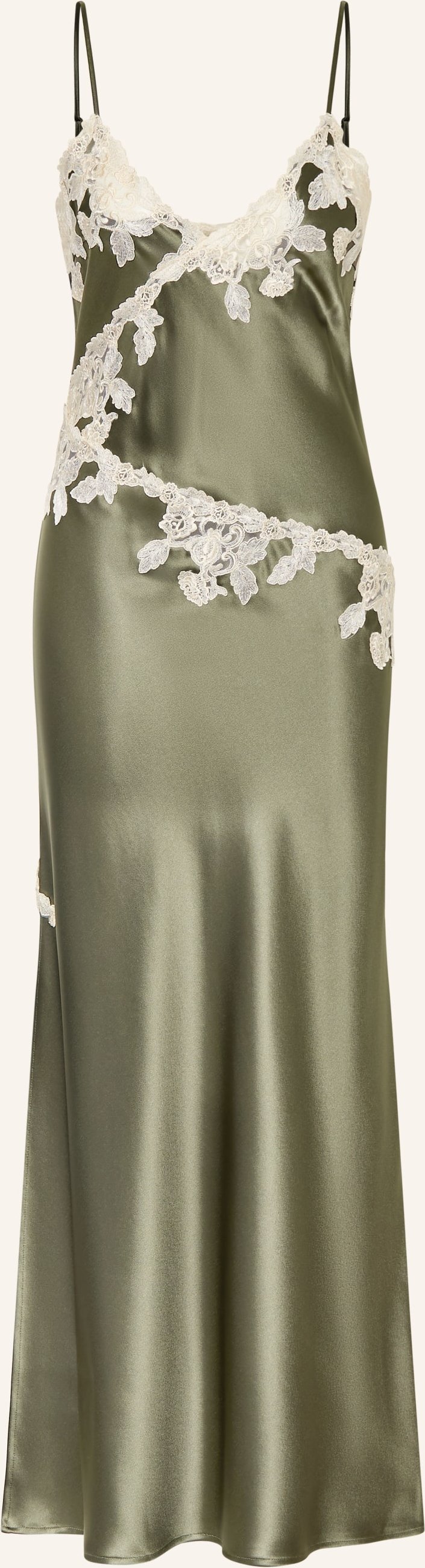 By Malene Birger Satinkleid Vera Mit Spitze gruen