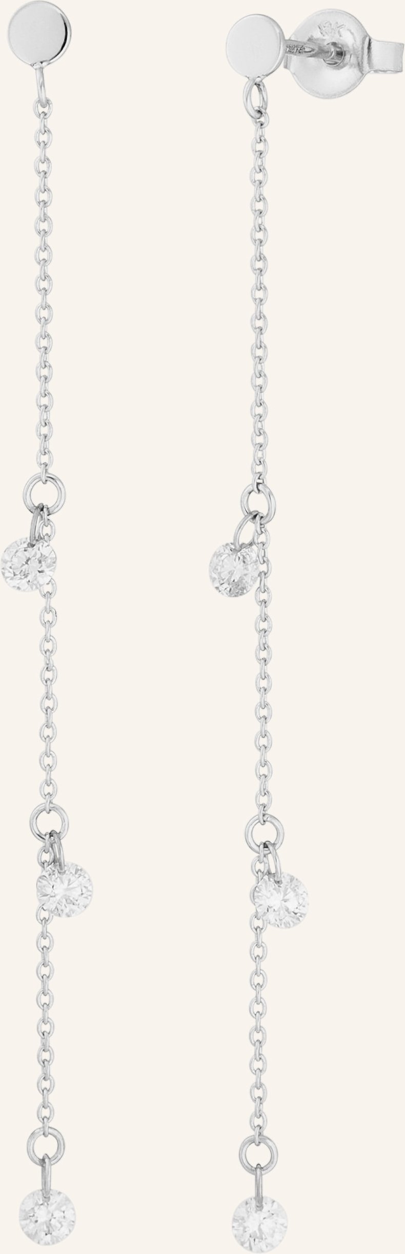 Leaf Ohrhänger Pure Chain Aus 18 Karat Weißgold Mit Diamanten silber