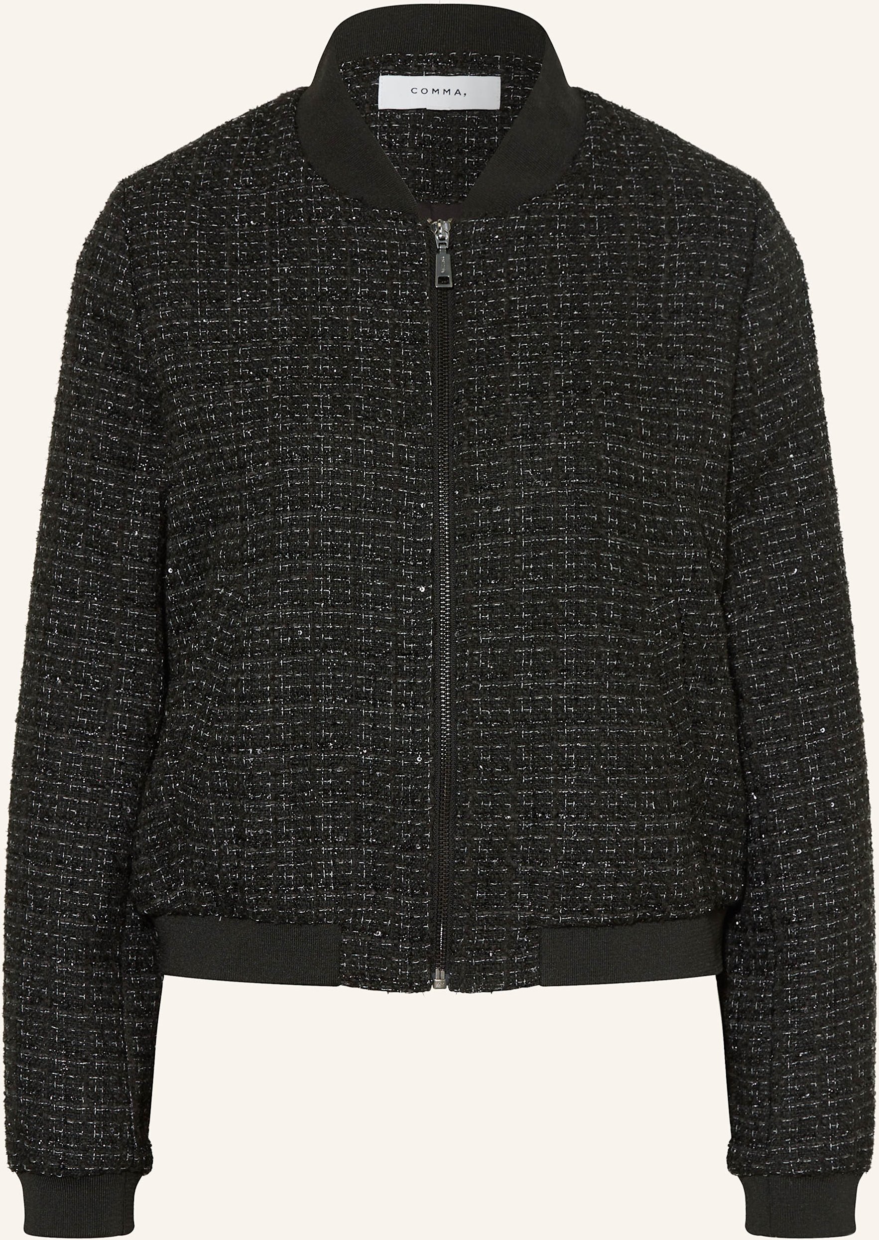 Comma Bouclé-Blouson Mit Glitzergarn schwarz