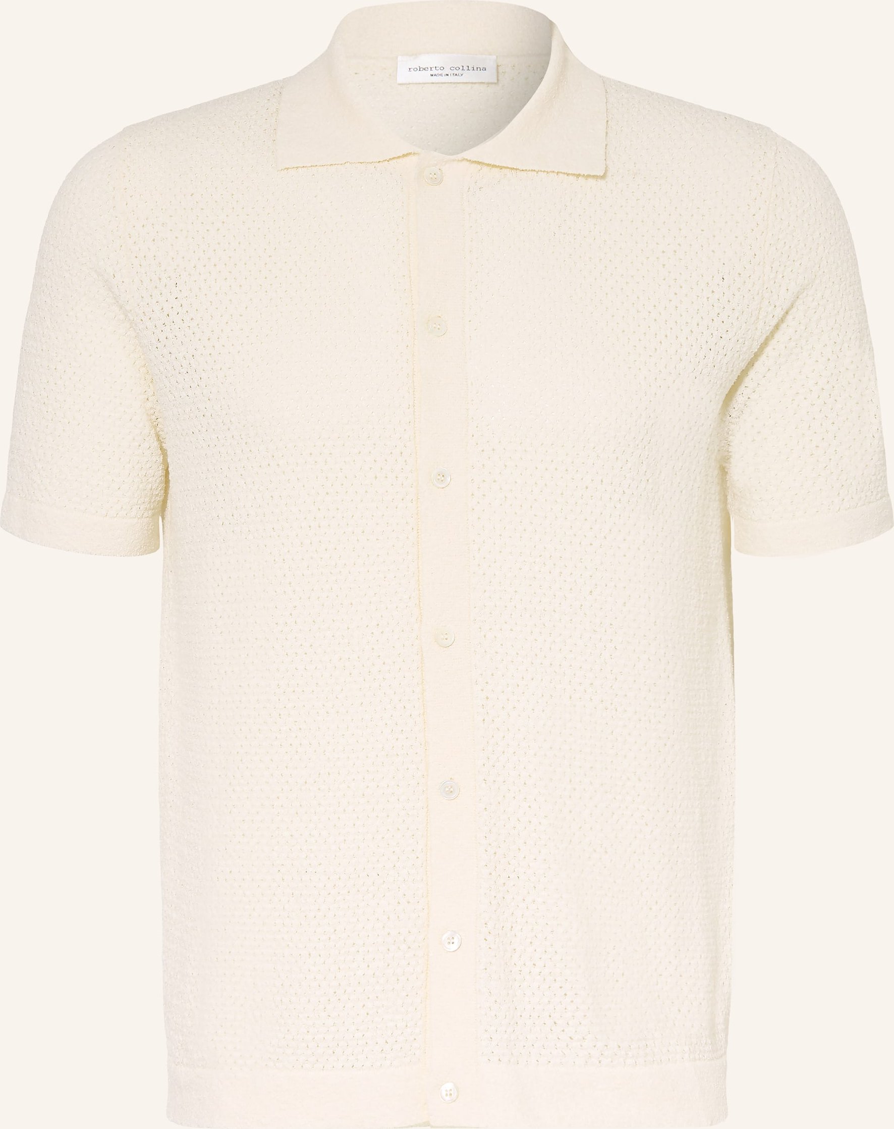 Roberto Collina Strickhemd Slim Fit weiss