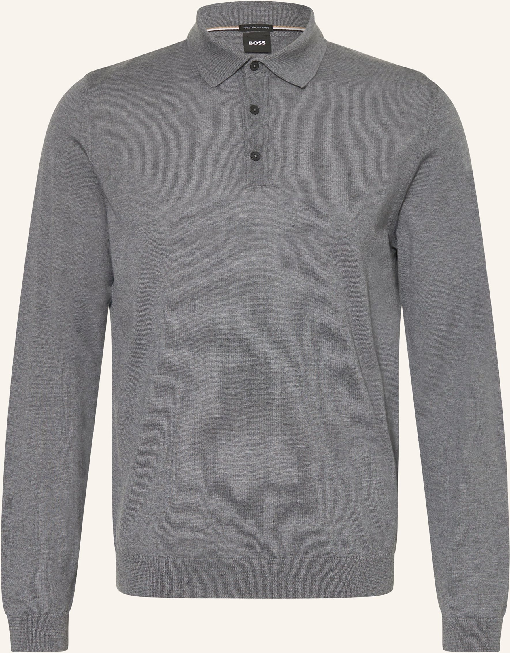Boss Strick-Poloshirt Lancione grau