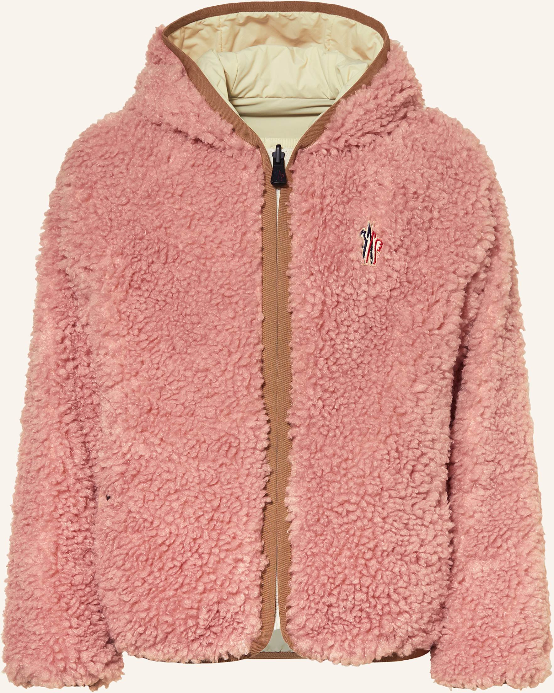 Moncler Enfant Teddyfell-Jacke Zum Wenden rosa