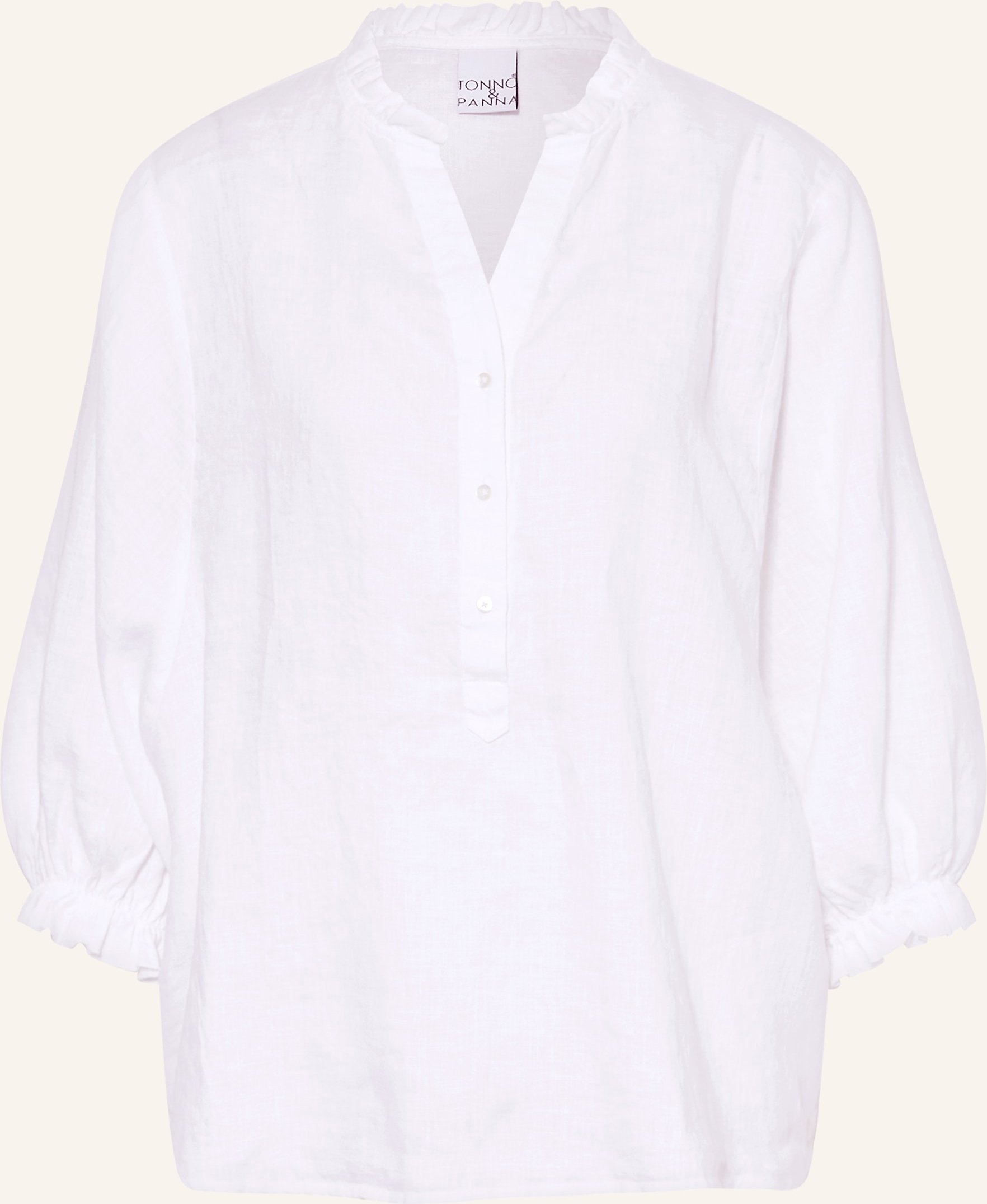 Tonno & Panna Blusenshirt Mit 3/4-Arm Aus Leinen weiss