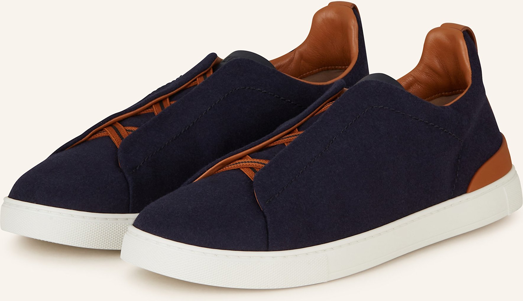 Zegna Slip-On-Sneaker Triple Stitch blau