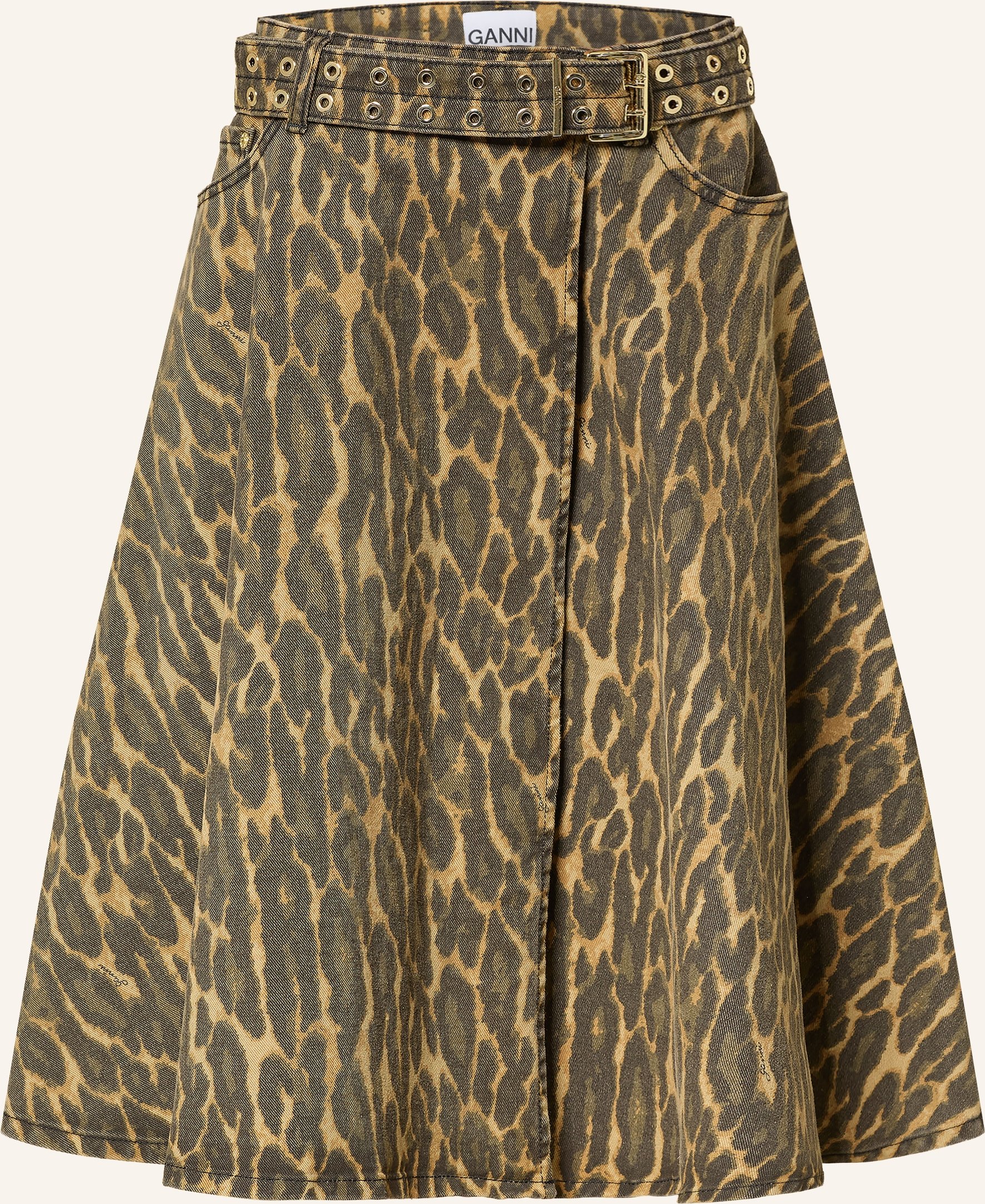 Ganni Jeansrock In Wickeloptik beige