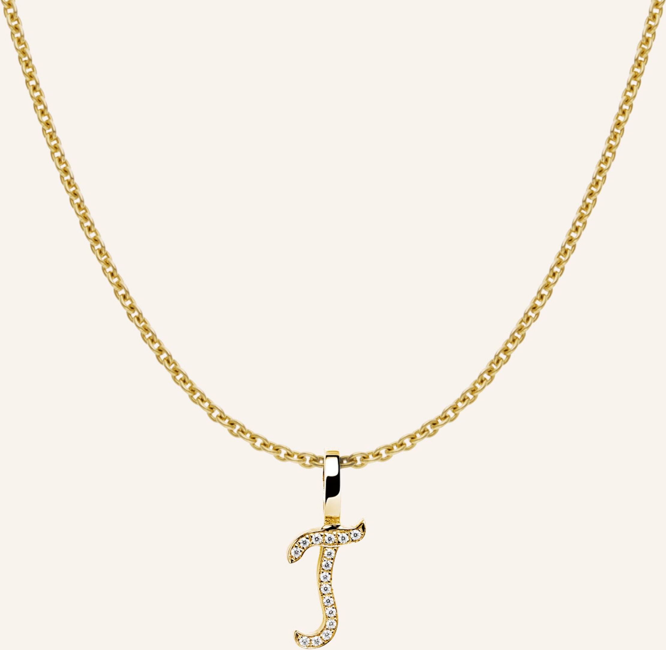 Cada Kette Tiny Diamond Letter T gold