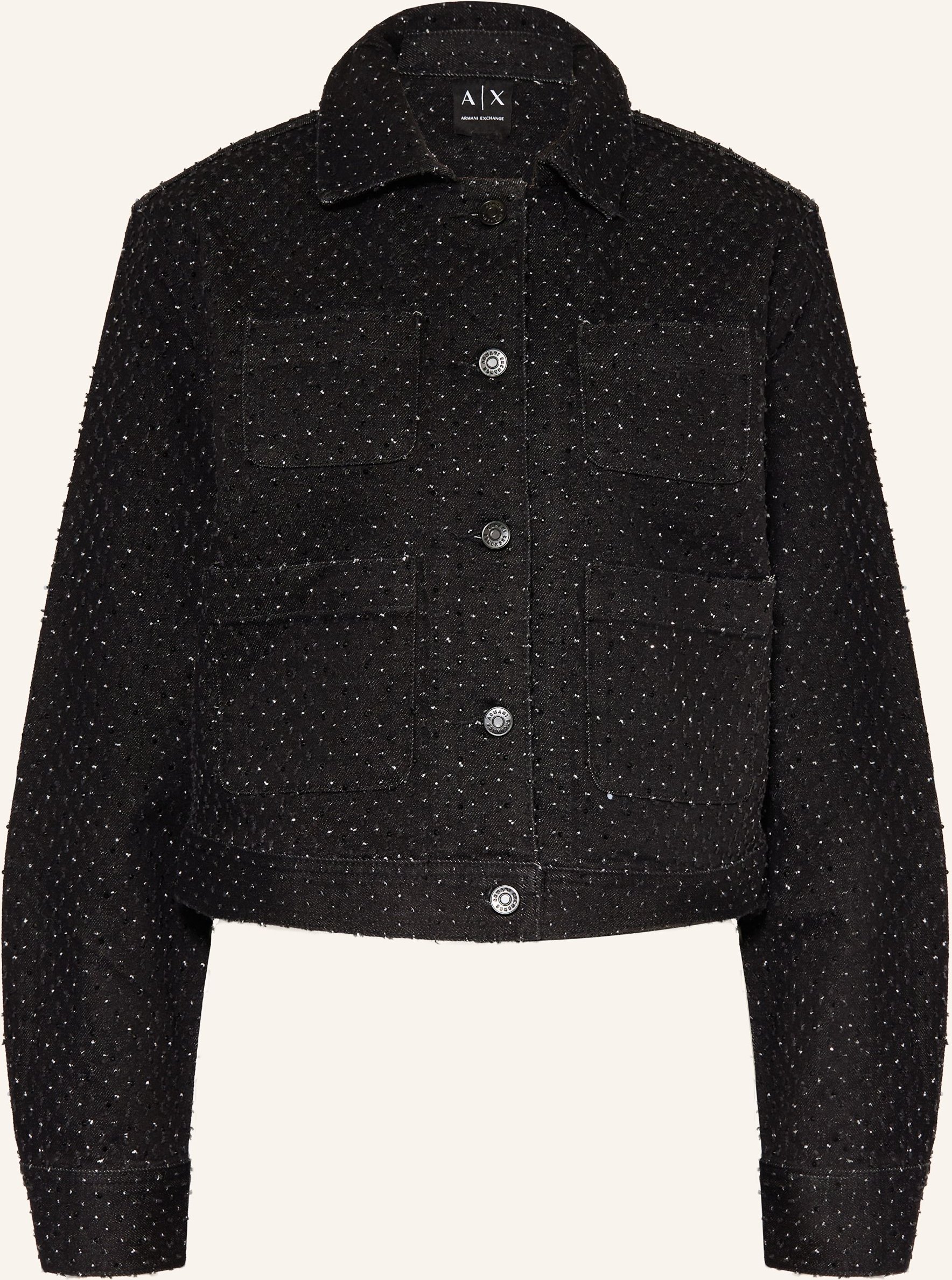 Armani Exchange Jeansjacke Mit Schmucksteinen schwarz