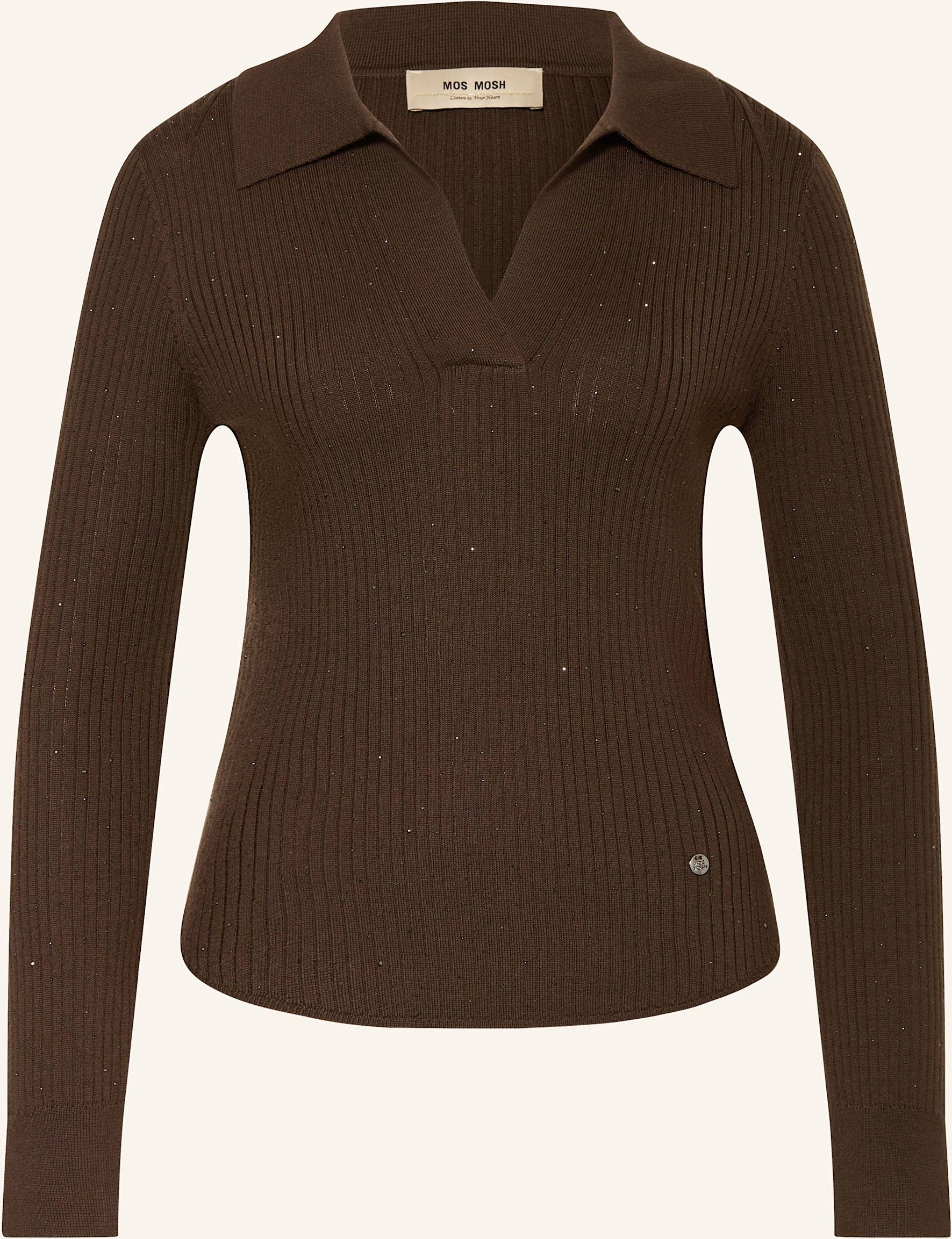 Mos Mosh Strick-Poloshirt Mmronika Mit Schmucksteinen braun