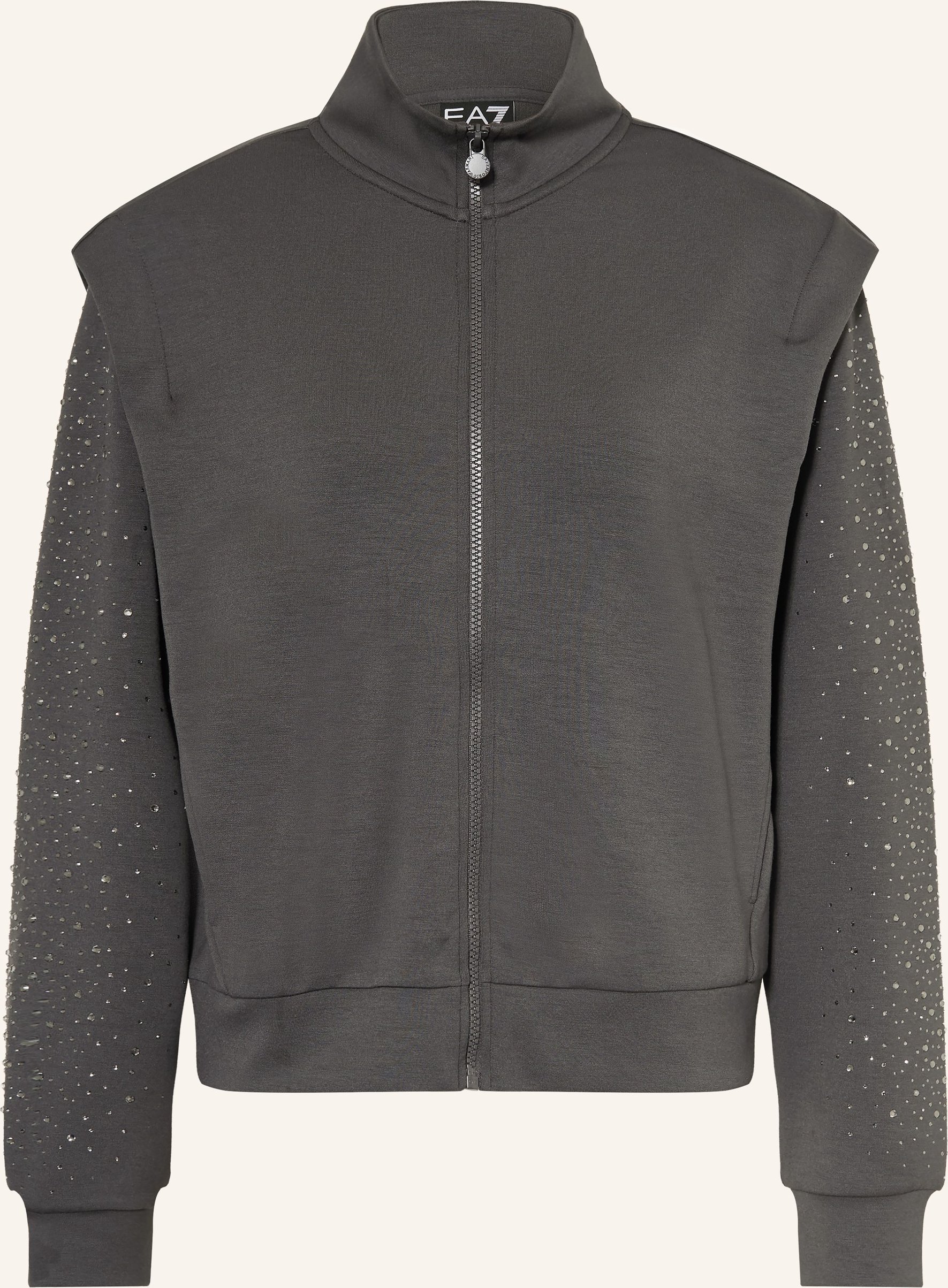 ea7 Emporio Armani Sweatjacke Train Precious Mit Schmucksteinen grau