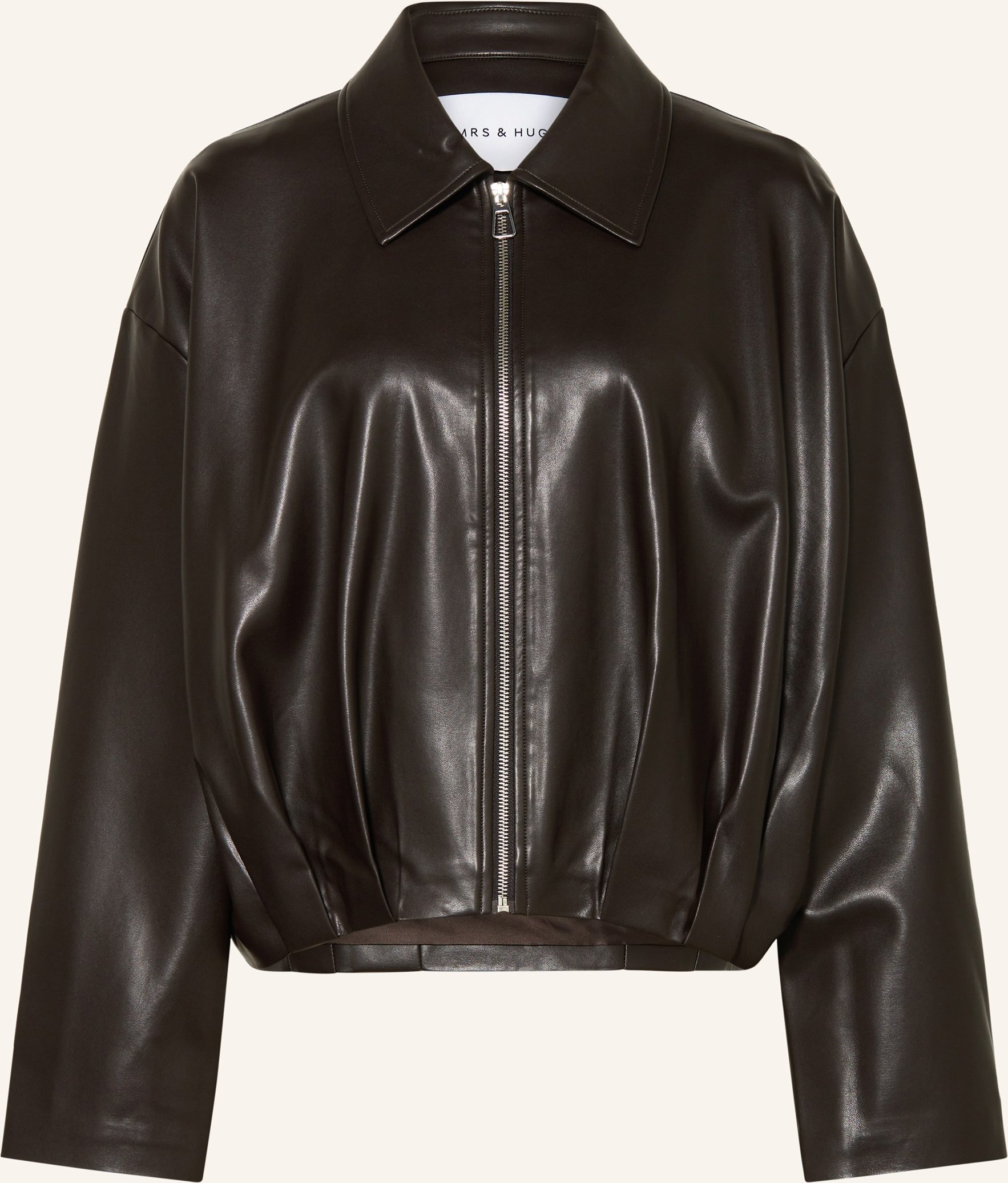 Thumbnail - Mrs & Hugs Blouson In Lederoptik braun