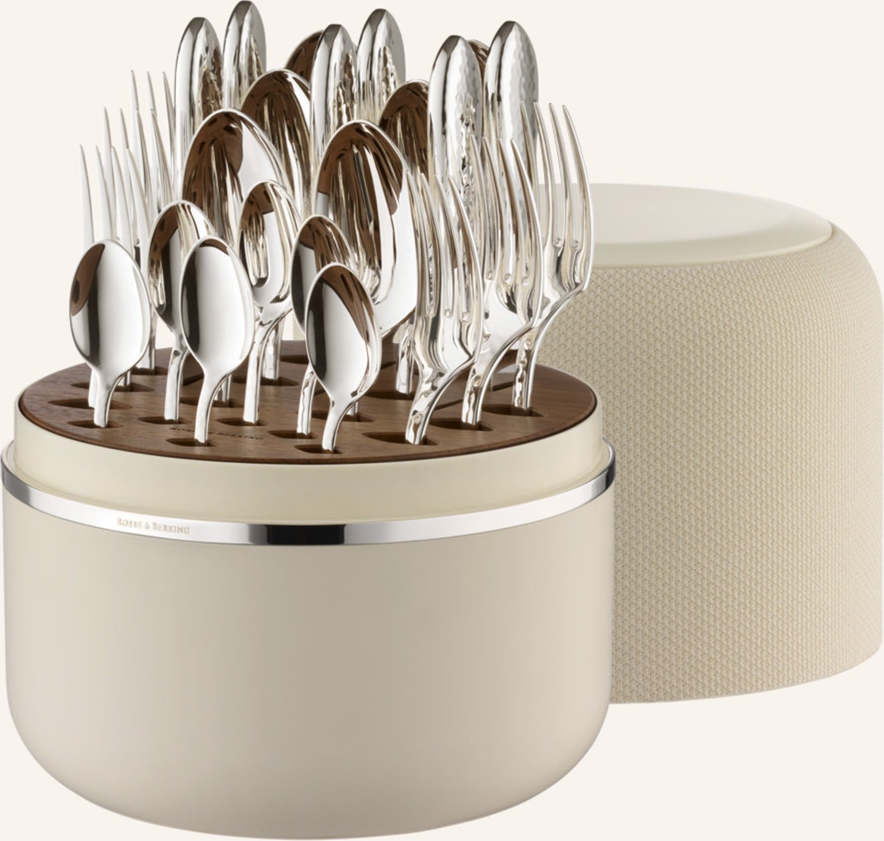 Robbe & Berking 24-Tlg. Besteckset The Box Creme Martelé (925 Sterlingsilber) silber