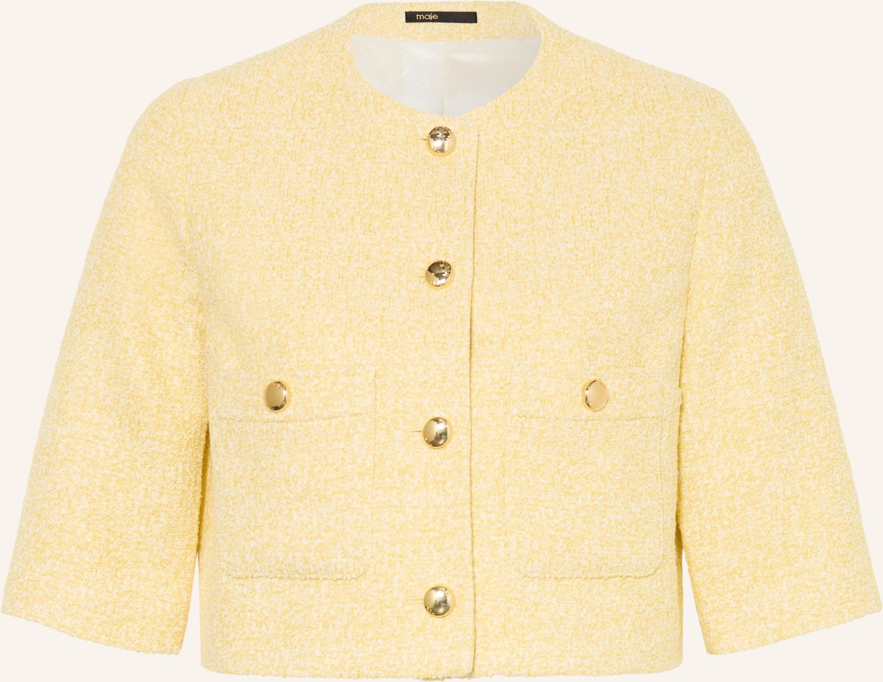 Maje Kastenjacke Aus Bouclé Mit Glitzergarn gelb