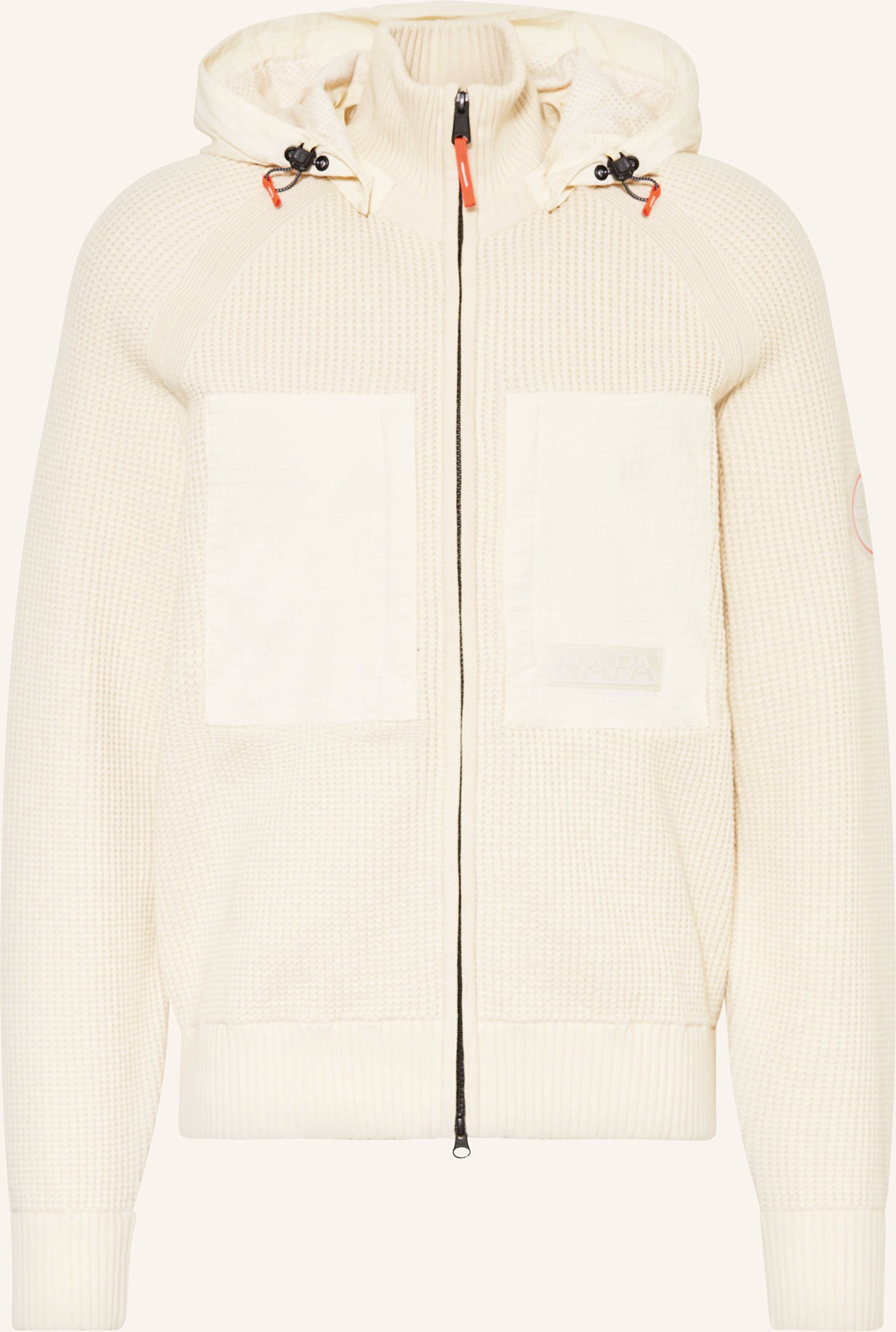 Napapijri Strickjacke A-Vanoi Im Materialmix Mit Abnehmbarer Kapuze beige