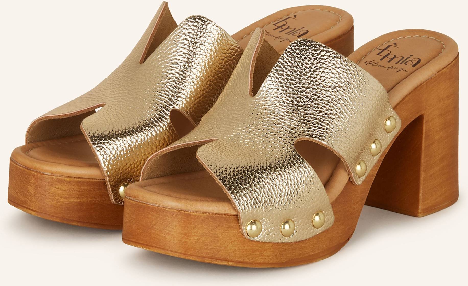 Thumbnail - È Mia Mules Mit Nieten gold