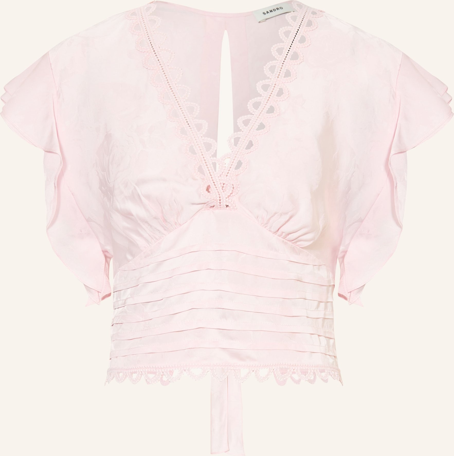 Sandro Blusenshirt Aus Jacquard Mit Volants pink