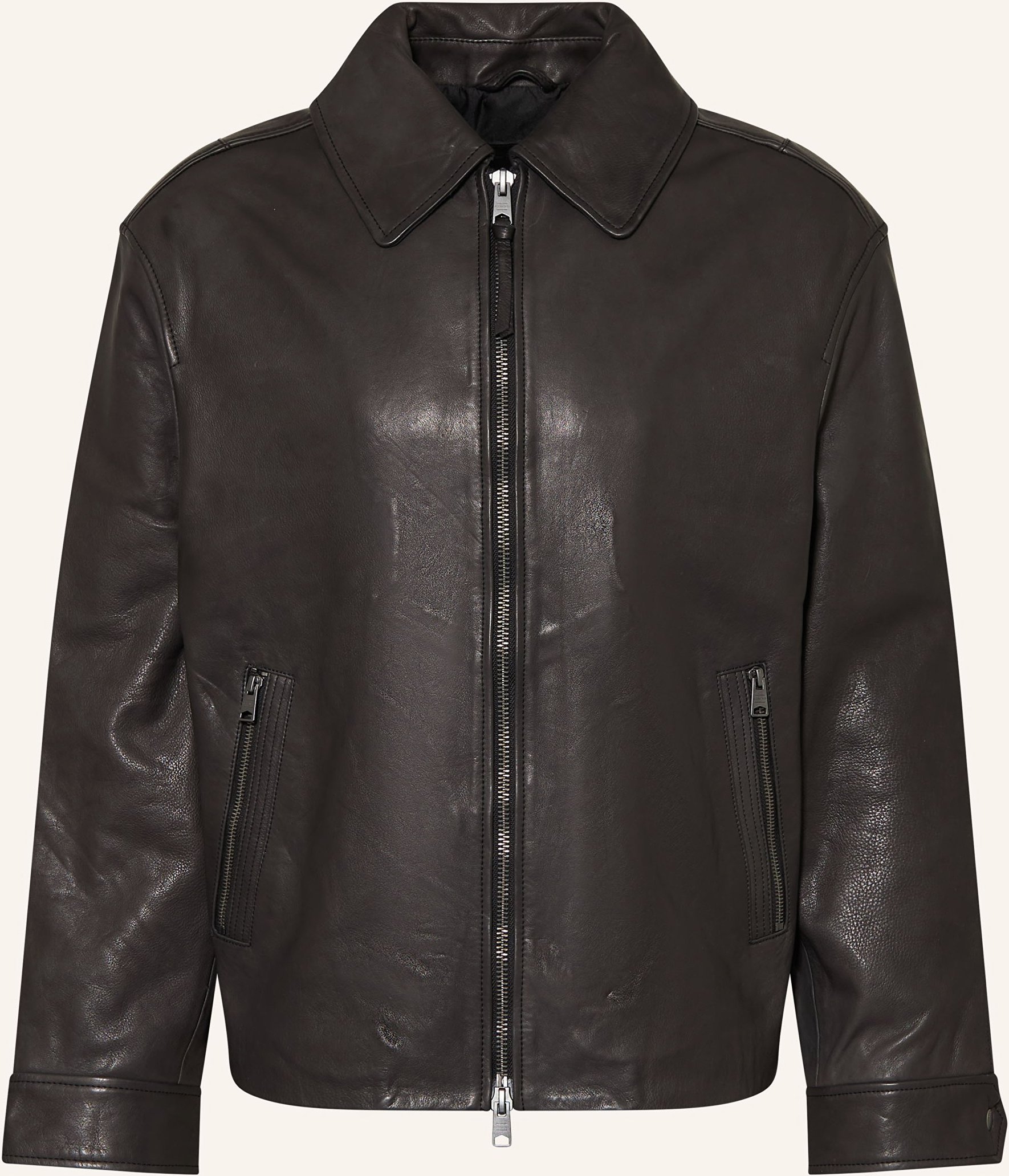 Allsaints Lederjacke Garrison schwarz