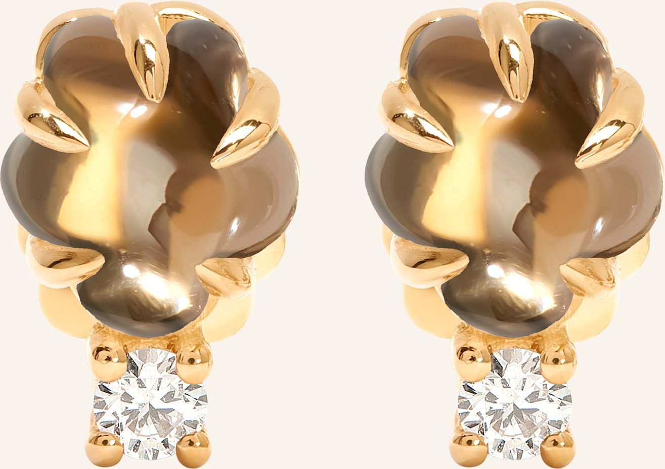 Vieri Ohrstecker Wolke Rauchquarz Brillant gold
