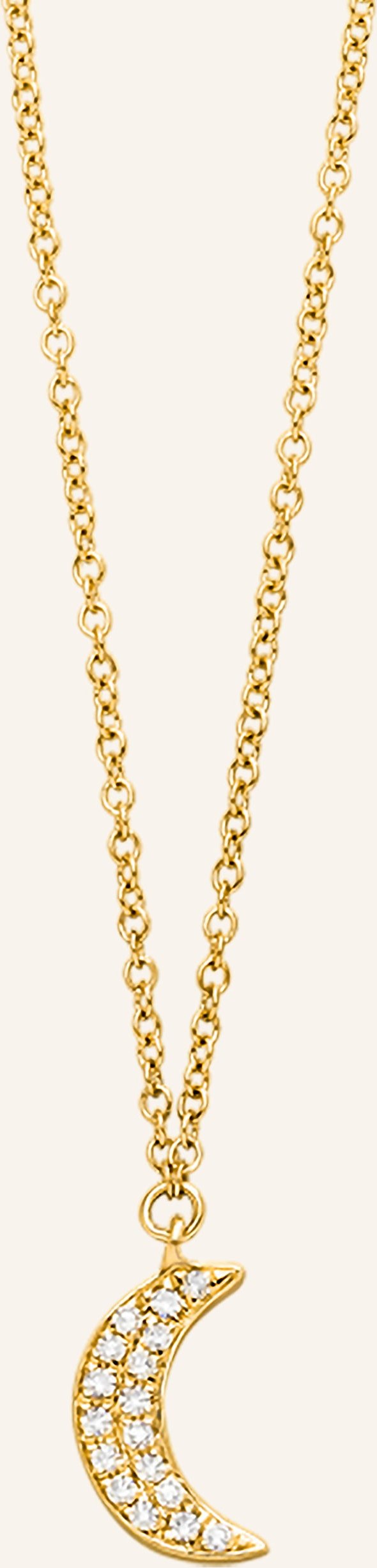 Leaf Halskette Halbmond Aus 18 Karat Gelbgold Mit Diamanten gold