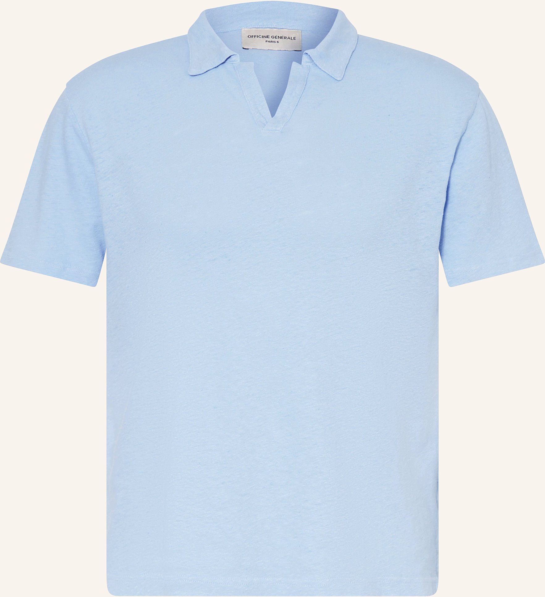 Officine Générale Poloshirt Simon Mit Leinen blau
