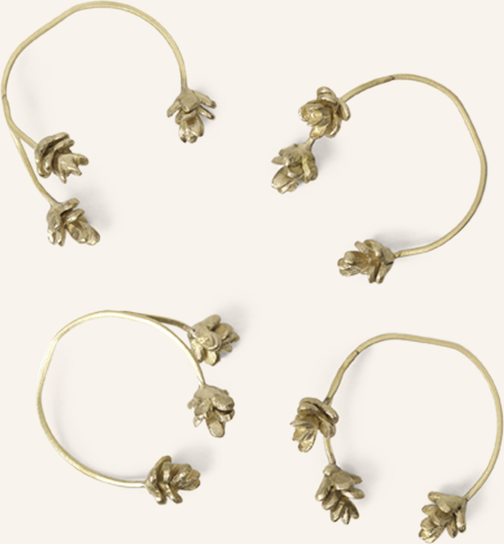 Ferm Living 4er-Set Serviettenringe Forest gold