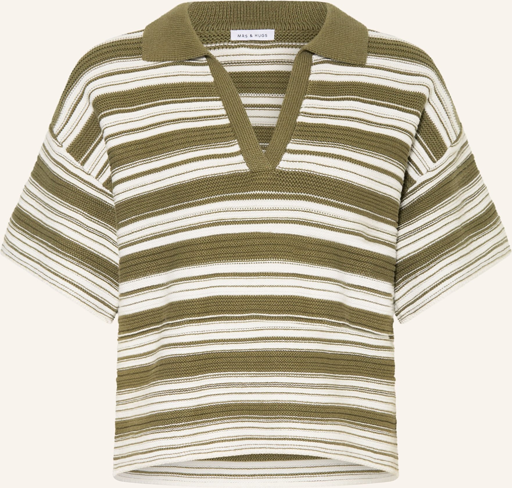 Mrs & Hugs Strick-Poloshirt gruen