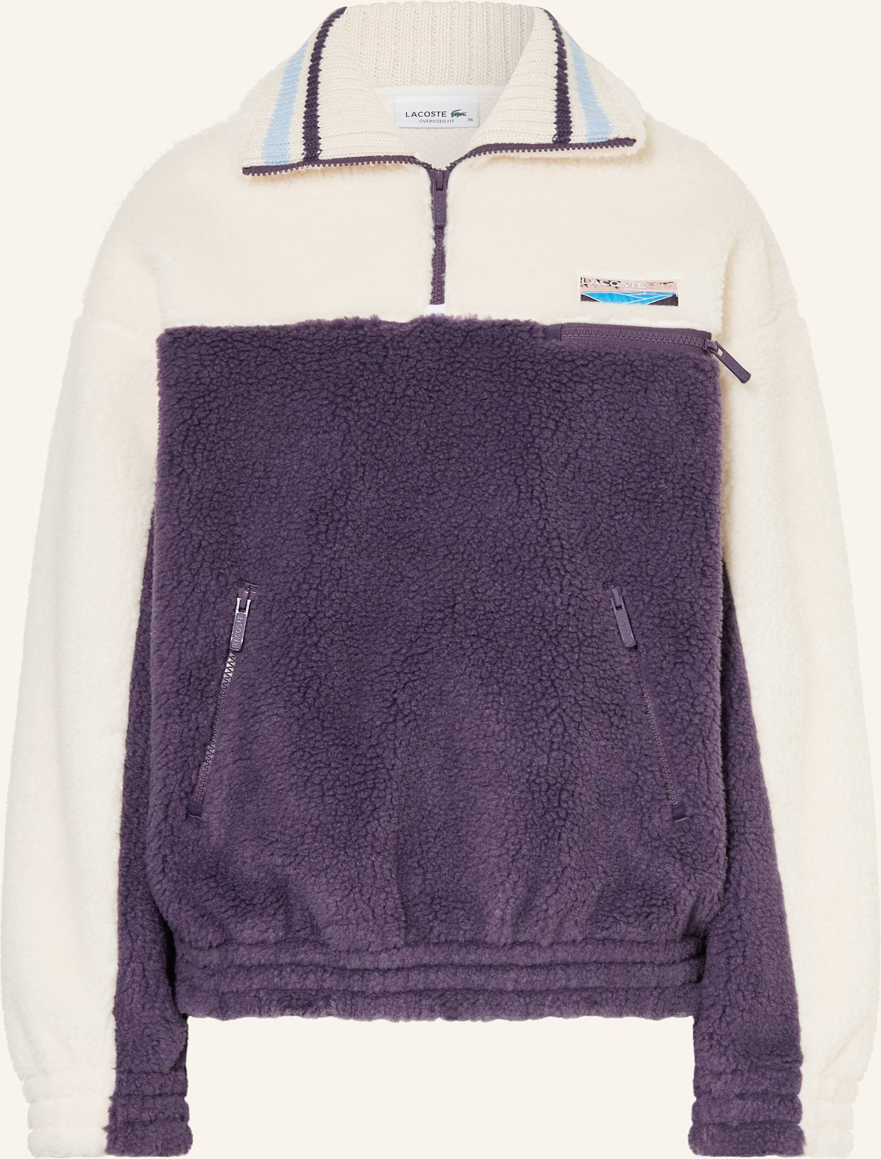 Lacoste Schlupfjacke Aus Teddyfell lila