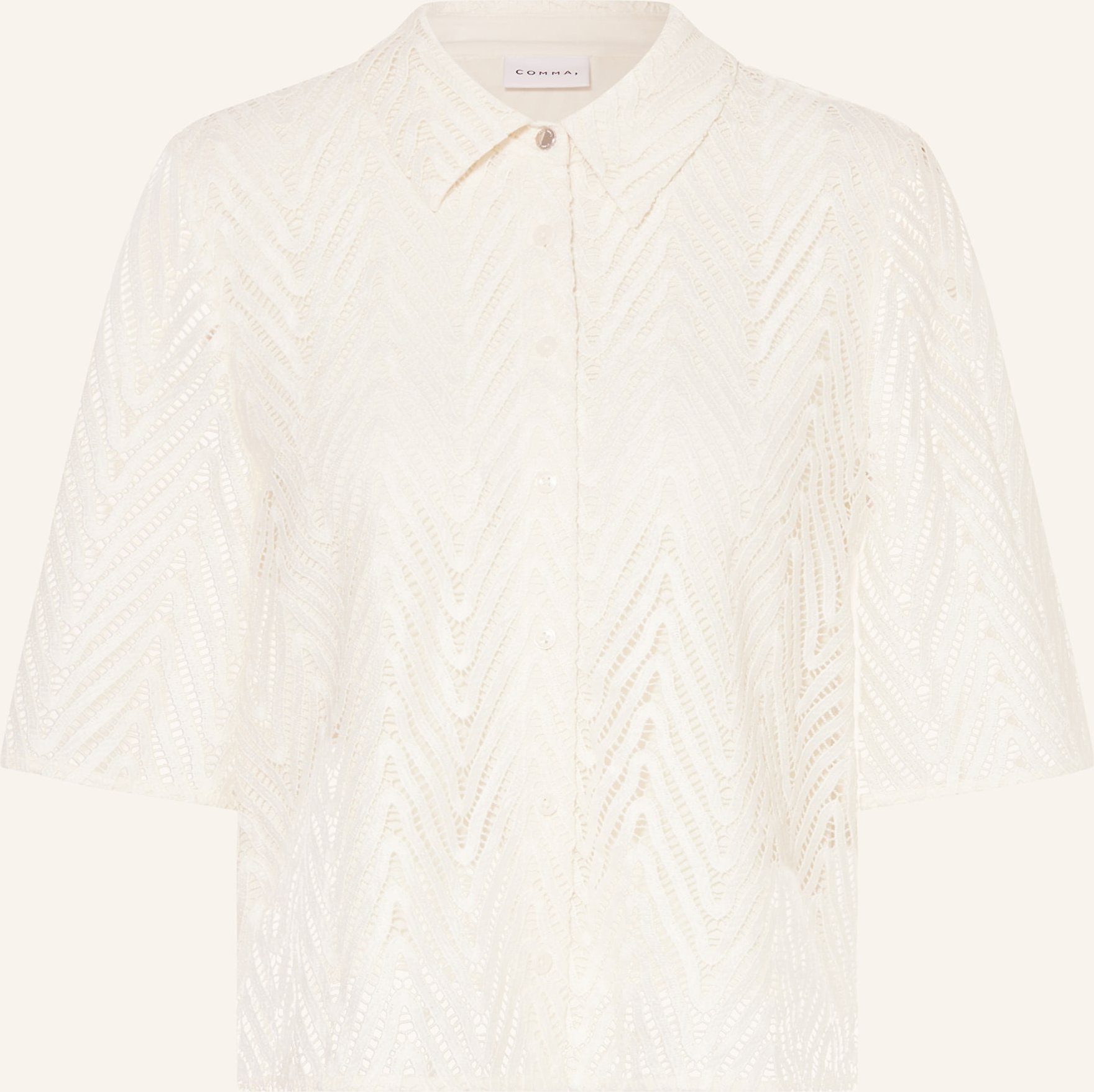 Comma Hemdbluse Aus Spitze weiss