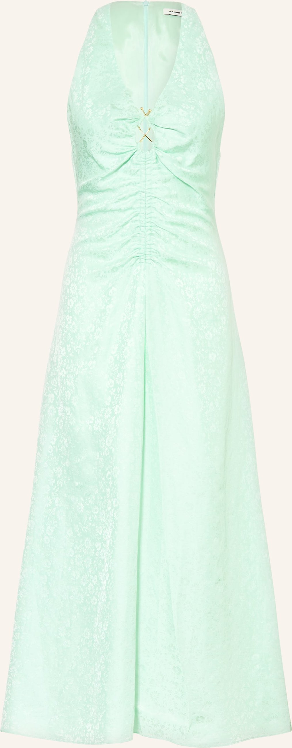 Sandro Kleid Mit Leinen gruen