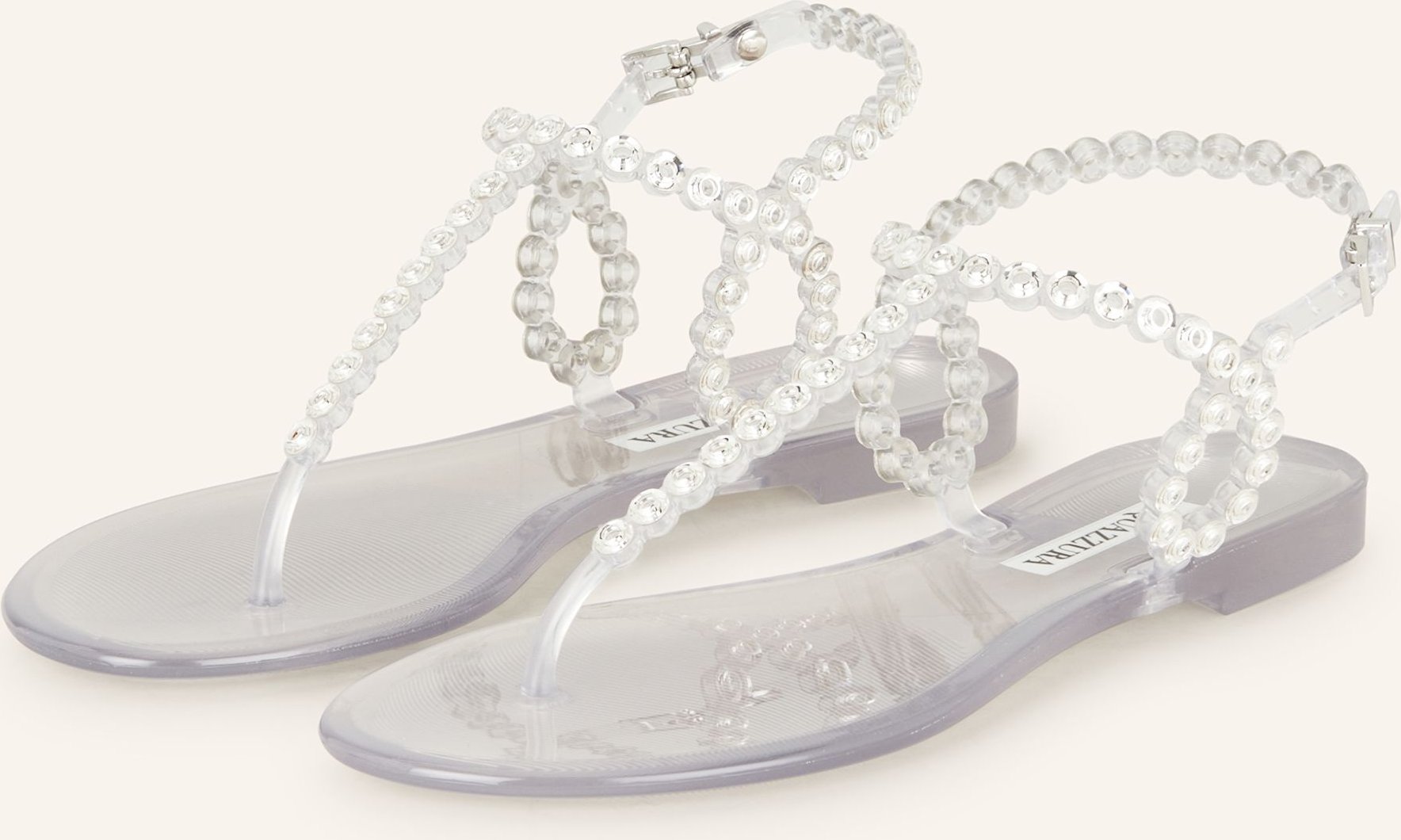 Thumbnail - Aquazzura Zehentrenner Almost Bare Crystal Jelly Mit Schmucksteinen weiss