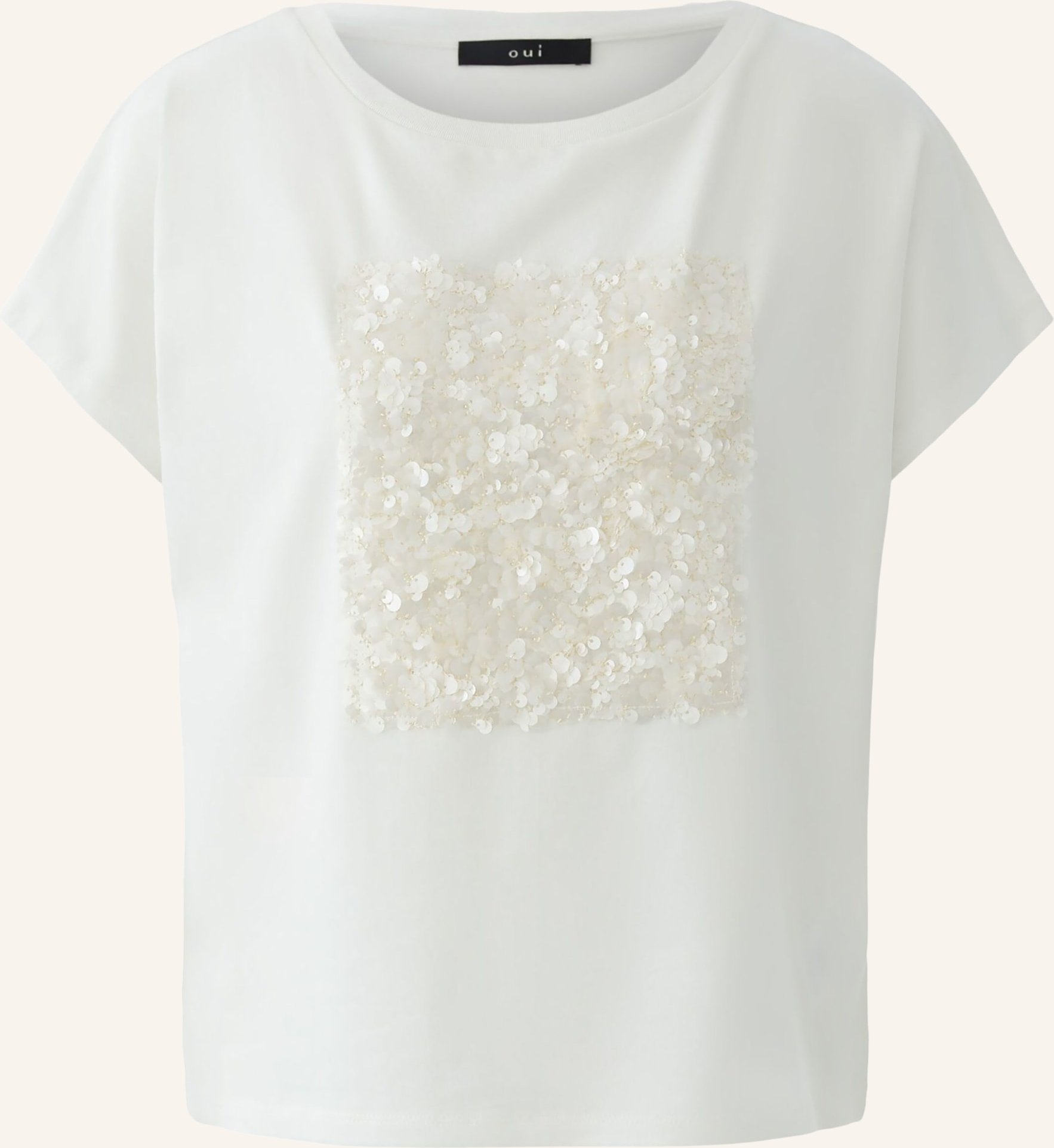 Oui T-Shirt Mit Pailletten weiss