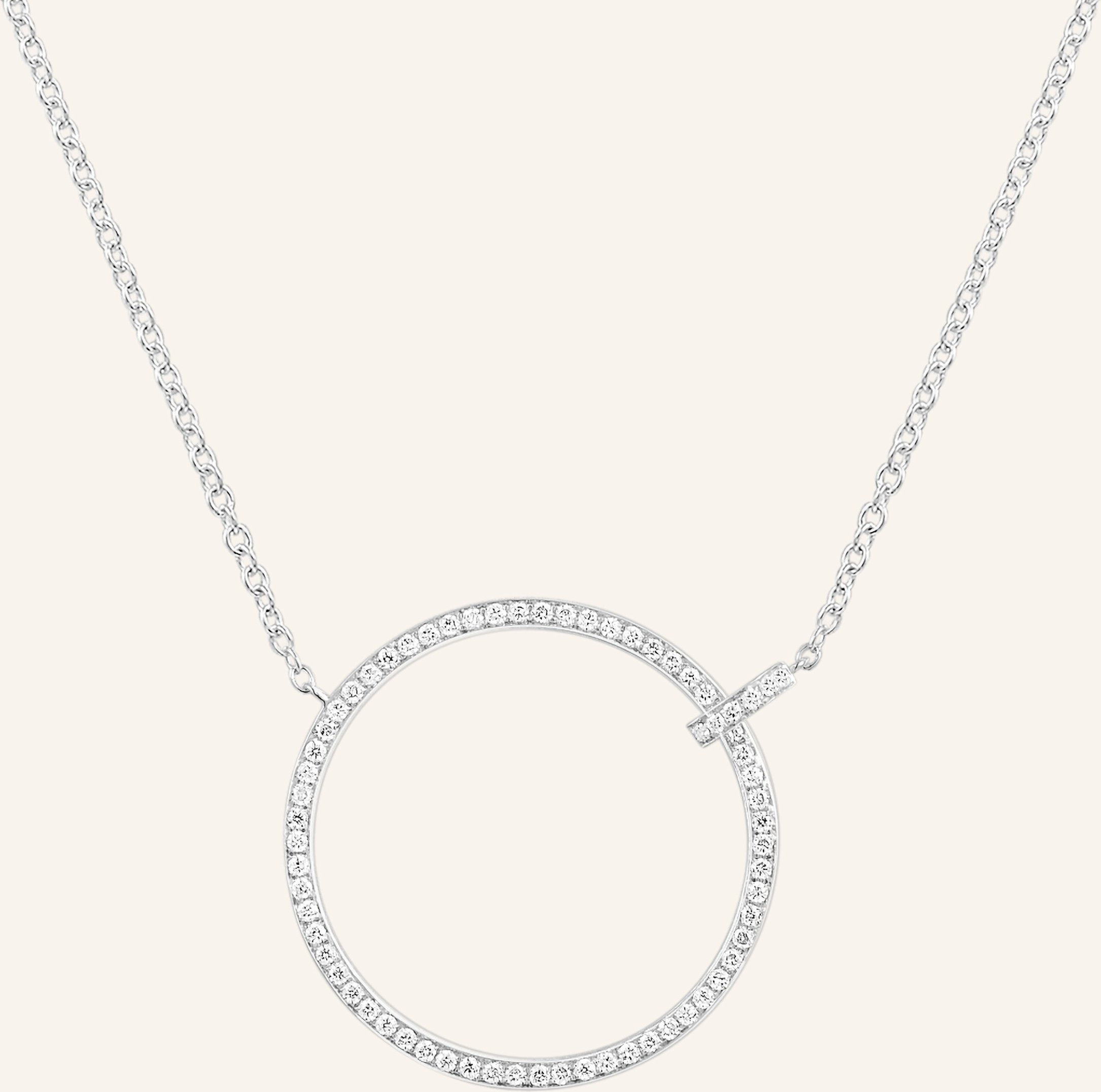 Leaf Halskette Circle Aus 18 Karat Weißgold Mit Diamanten silber